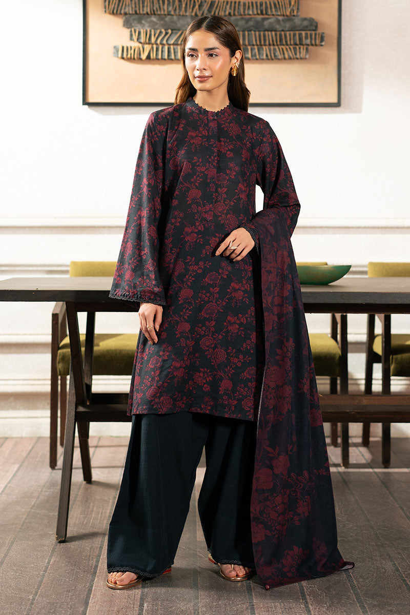 Cross Stitch | Basic Pret | Ebony Tribe-3PC (Shirt,Trouser & Duppata)-1