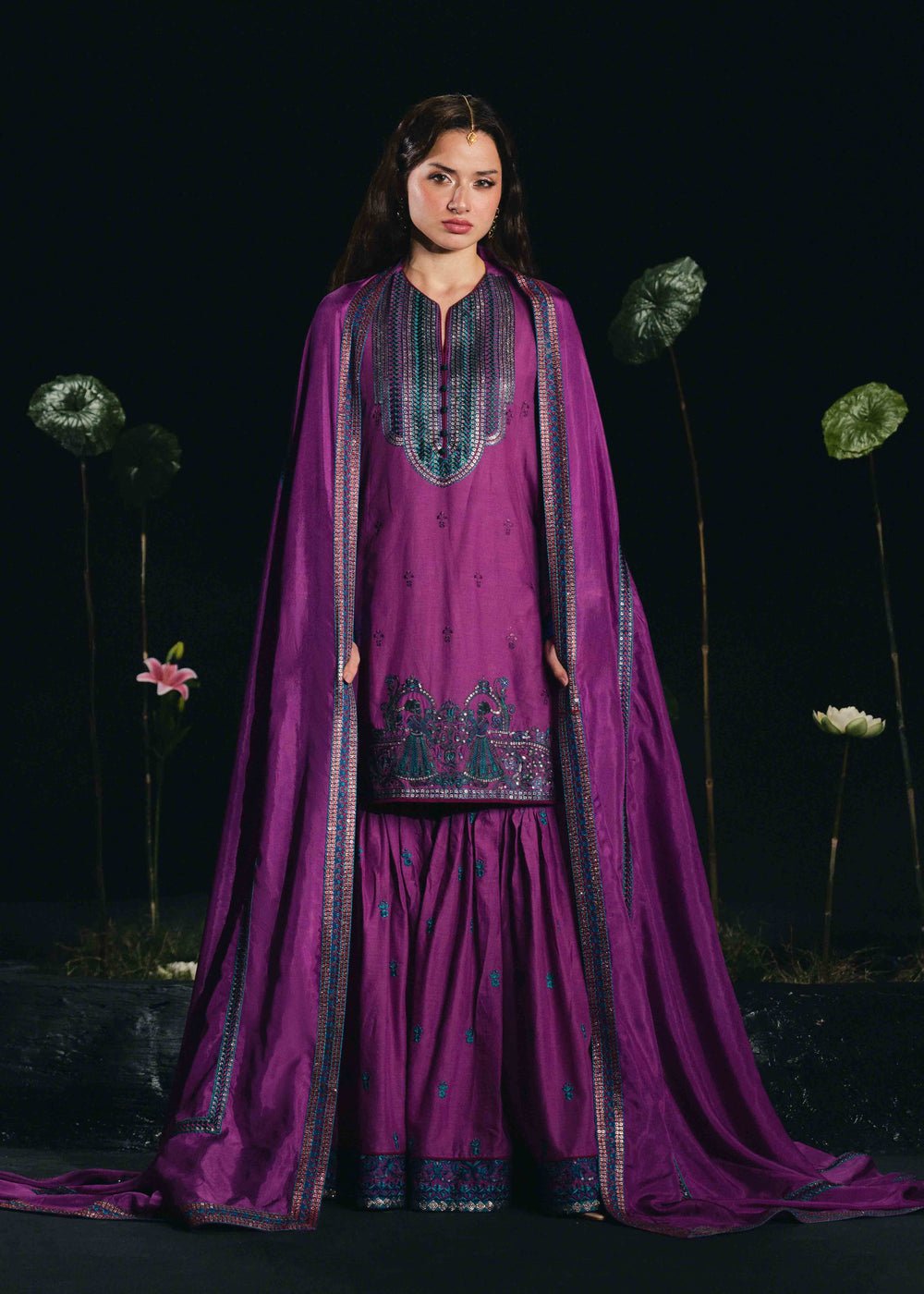 Laj by Lajwanti | Luxury Lawn | Lujaina-Brand:Laj by Lajwanti-Type:Ladies Clothes-Plum-Lawn-House of Maryam- Buy in UK, USA