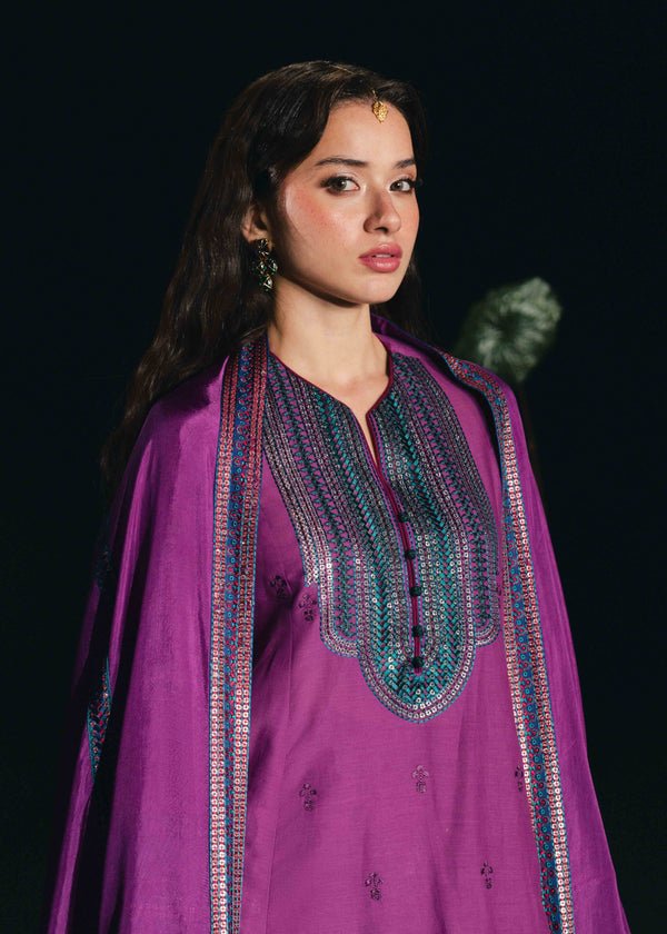 Laj by Lajwanti | Luxury Lawn | Lujaina-Brand:Laj by Lajwanti-Type:Ladies Clothes-Plum-Lawn-House of Maryam- Buy in UK, USA