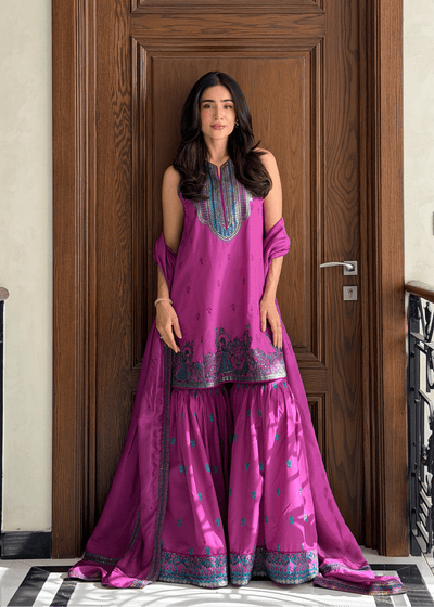 Laj by Lajwanti | Luxury Lawn | Lujaina-Brand:Laj by Lajwanti-Type:Ladies Clothes-Plum-Lawn-House of Maryam- Buy in UK, USA