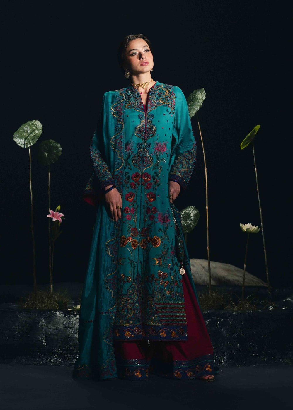 Laj by Lajwanti | Luxury Lawn | Nazeera-Brand:Laj by Lajwanti-Type:Ladies Clothes-Teal-Lawn-House of Maryam- Buy in UK, USA