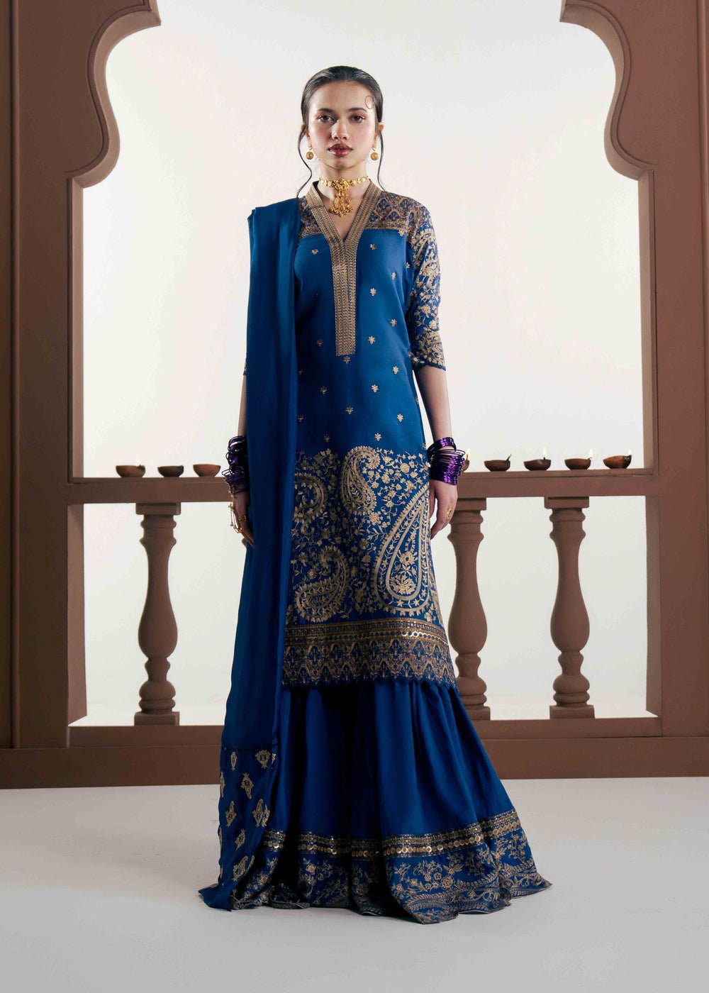 Laj by Lajwanti | Luxury Lawn | Qamara-Brand:Laj by Lajwanti-Type:Ladies Clothes-Zinc Blue-Lawn-House of Maryam- Buy in UK, USA