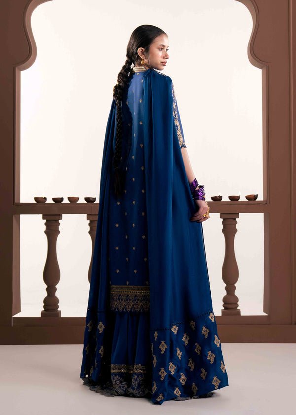 Laj by Lajwanti | Luxury Lawn | Qamara-Brand:Laj by Lajwanti-Type:Ladies Clothes-Zinc Blue-Lawn-House of Maryam- Buy in UK, USA
