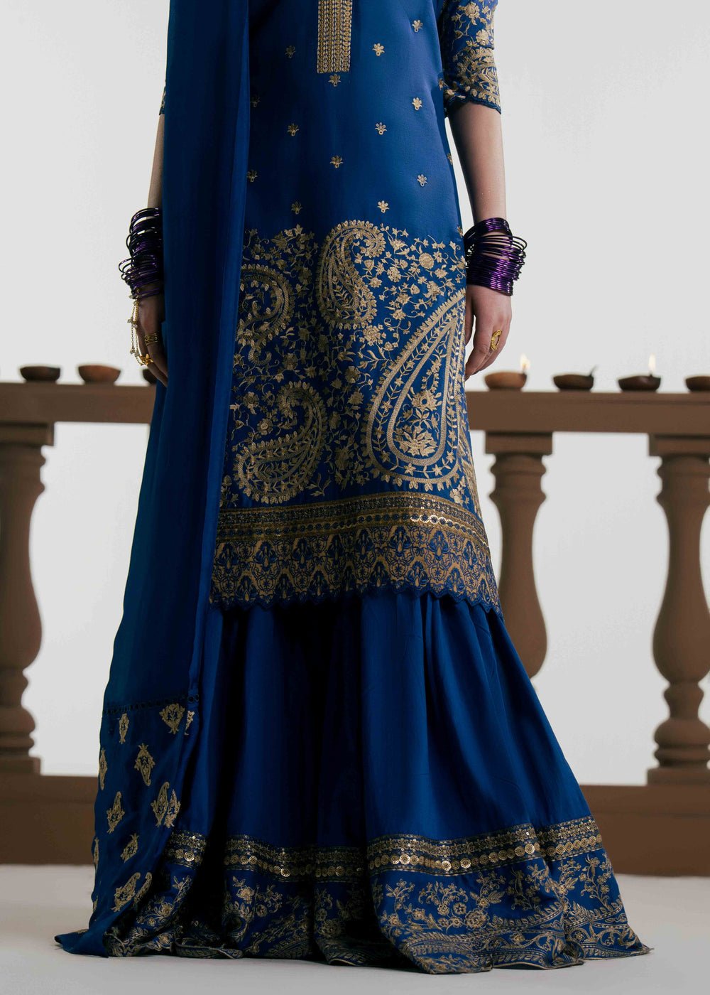 Laj by Lajwanti | Luxury Lawn | Qamara-Brand:Laj by Lajwanti-Type:Ladies Clothes-Zinc Blue-Lawn-House of Maryam- Buy in UK, USA