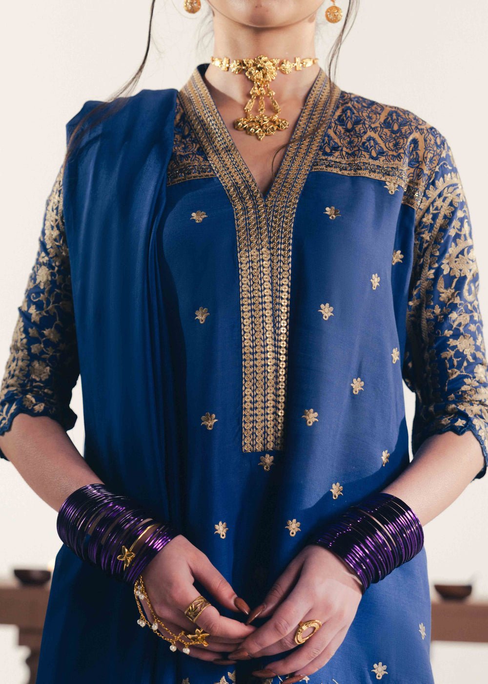 Laj by Lajwanti | Luxury Lawn | Qamara-Brand:Laj by Lajwanti-Type:Ladies Clothes-Zinc Blue-Lawn-House of Maryam- Buy in UK, USA