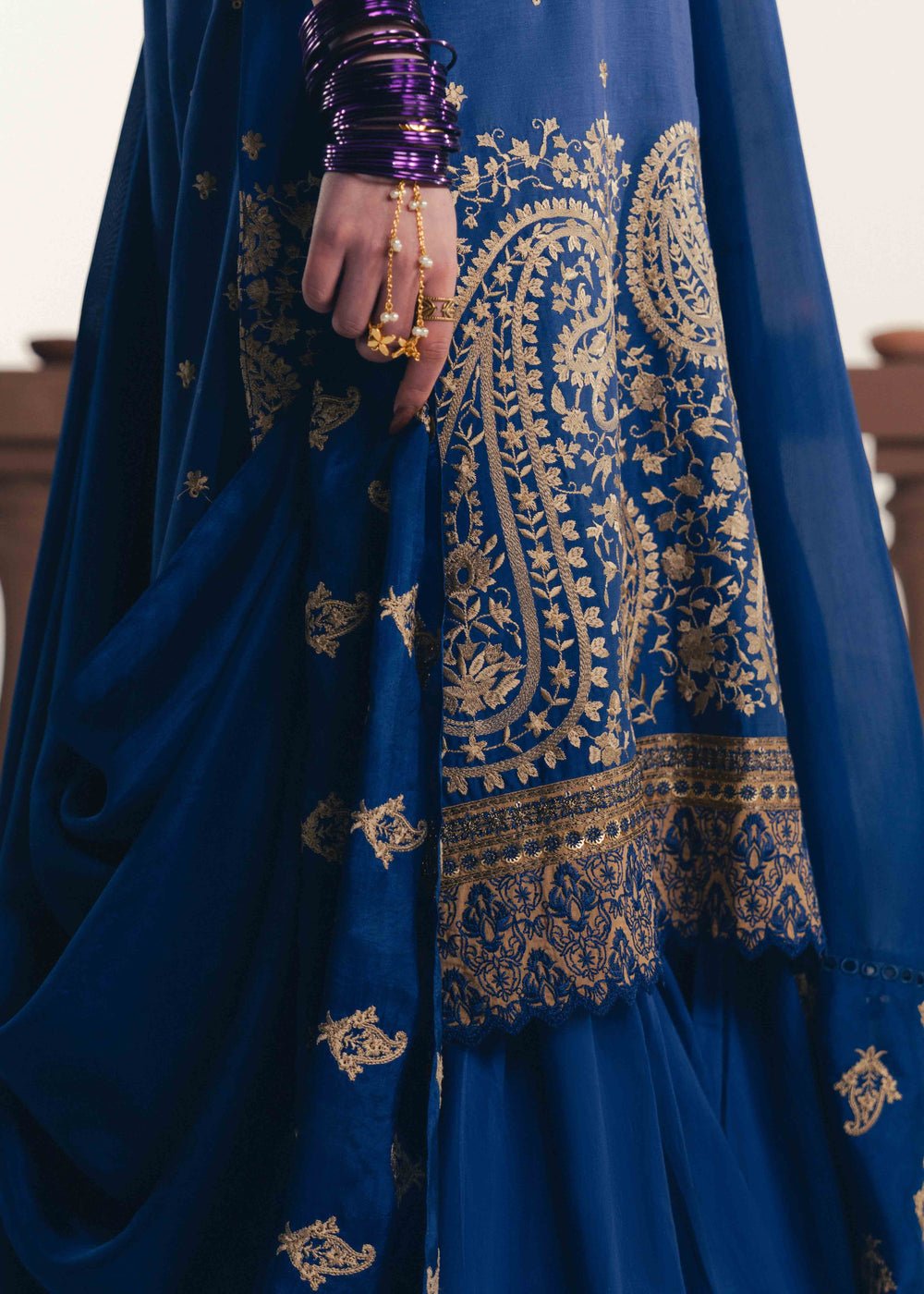 Laj by Lajwanti | Luxury Lawn | Qamara-Brand:Laj by Lajwanti-Type:Ladies Clothes-Zinc Blue-Lawn-House of Maryam- Buy in UK, USA