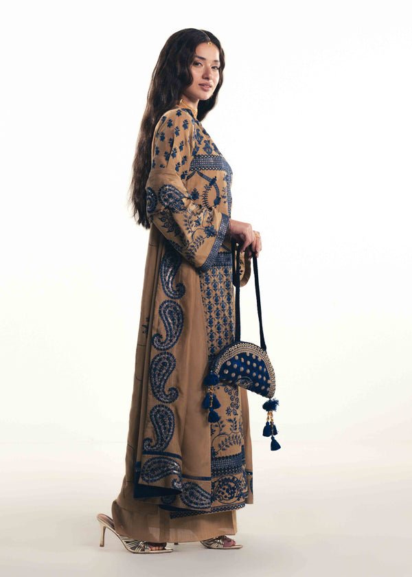 Laj by Lajwanti | Luxury Lawn | Thuraya-Brand:Laj by Lajwanti-Type:Ladies Clothes-Dark Beige-Lawn-House of Maryam- Buy in UK, USA