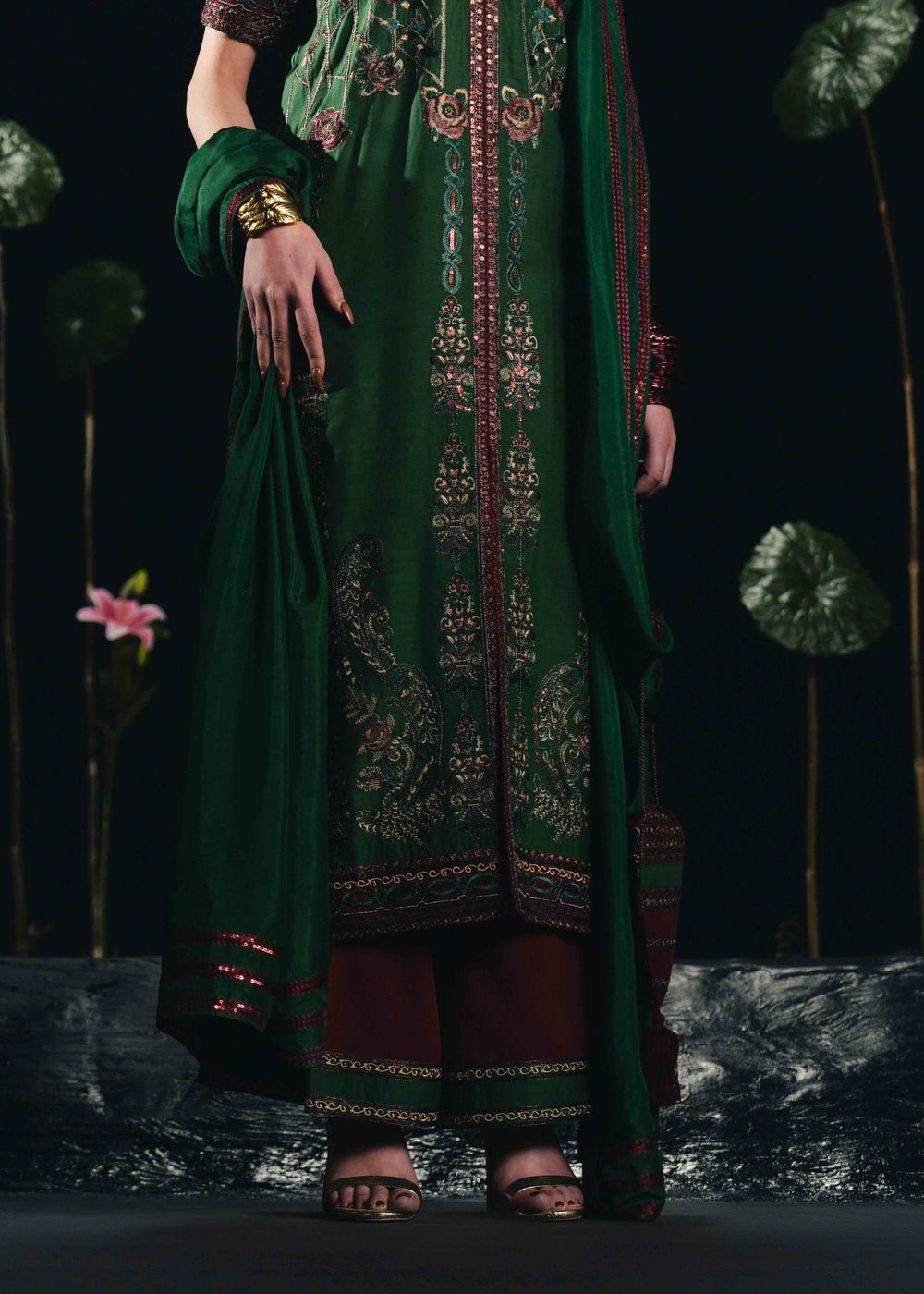 Laj by Lajwanti | Luxury Lawn | Vihana-Brand:Laj by Lajwanti-Type:Ladies Clothes-Bold Green-Lawn-House of Maryam- Buy in UK, USA