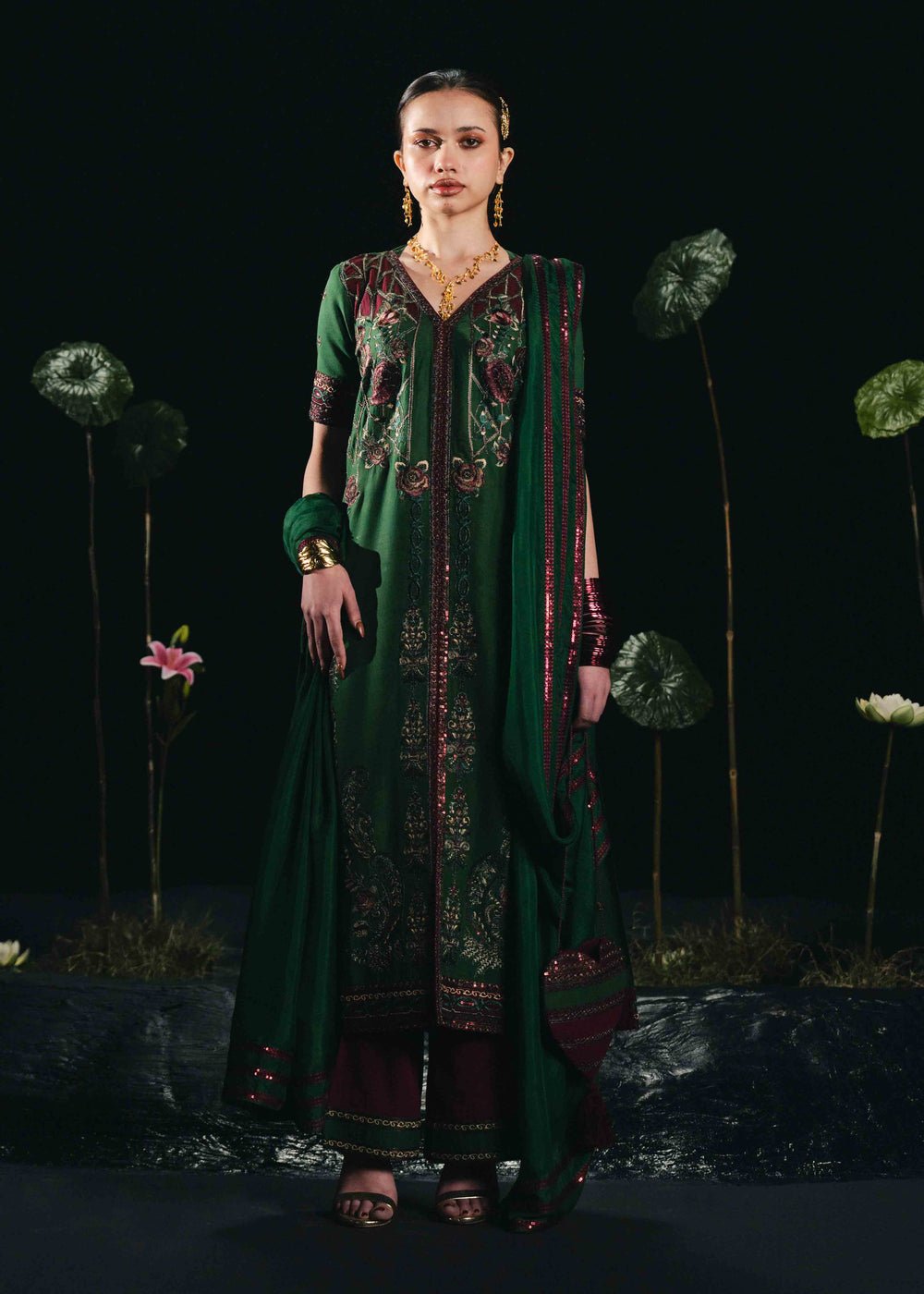 Laj by Lajwanti | Luxury Lawn | Vihana-Brand:Laj by Lajwanti-Type:Ladies Clothes-Bold Green-Lawn-House of Maryam- Buy in UK, USA