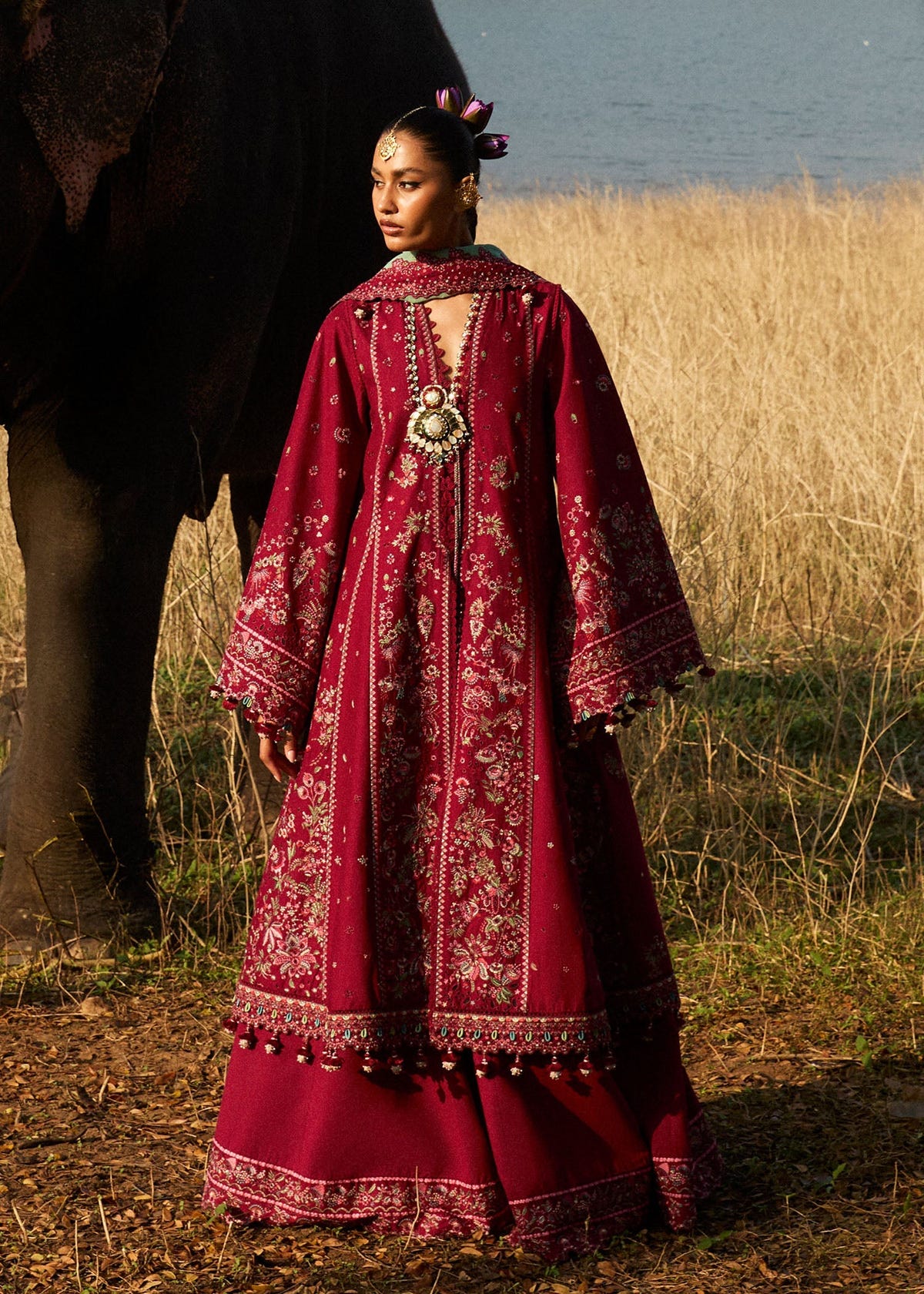Hussain Rehar | Luxury Lawn 25 | Mahogany -  Hussain Rehar Ladies Clothes - Original Designer Dress - House of Maryam
