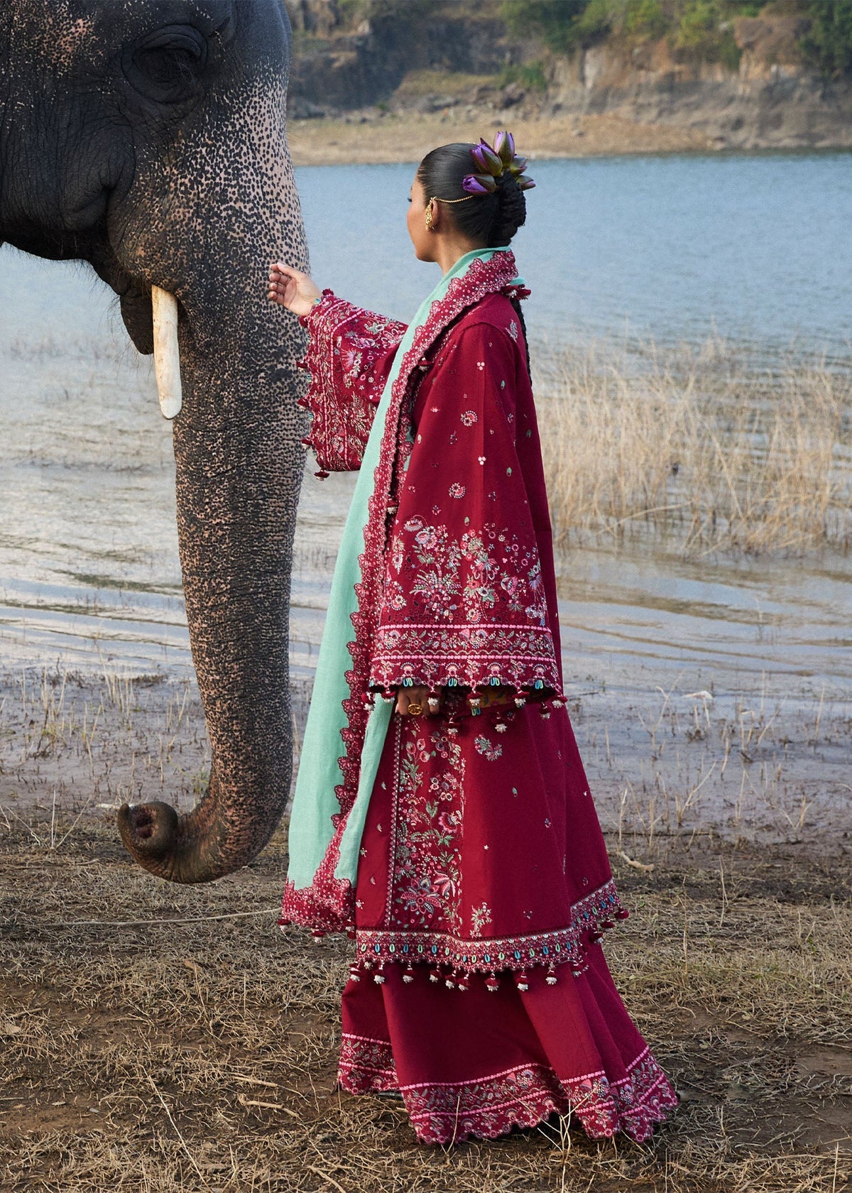 Hussain Rehar | Luxury Lawn 25 | Mahogany -  Hussain Rehar Ladies Clothes - Original Designer Dress - House of Maryam