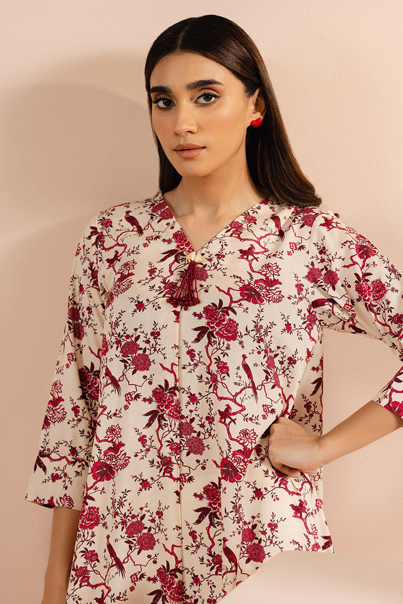 Cross Stitch | Basic Pret | Vanilla Ornate Printed Linen Shirt-2