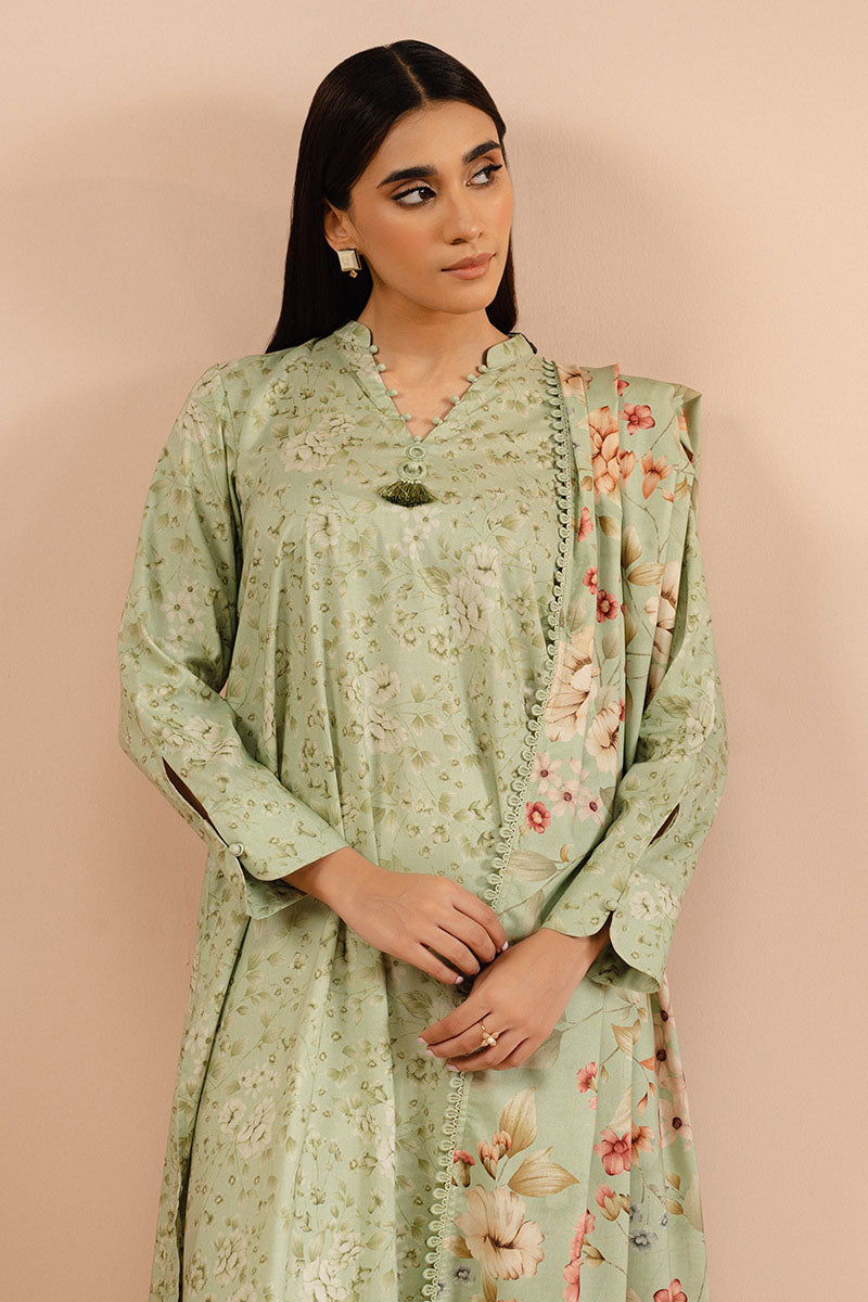 Cross Stitch | Basic Pret | Mint Frost-2 PC (Shirt & Dupatta)