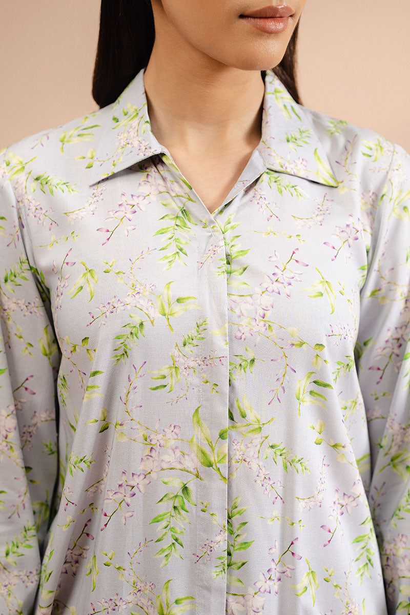 Cross Stitch | Basic Pret | Lavender Bloom-2 PC (Shirt & Trouser)-2