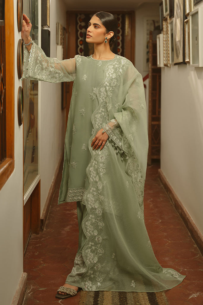 Cross Stitch | Luxe Atelier 25 | GREEN LILY -  Cross Stitch Ladies Clothes - Original Designer Dress - House of Maryam