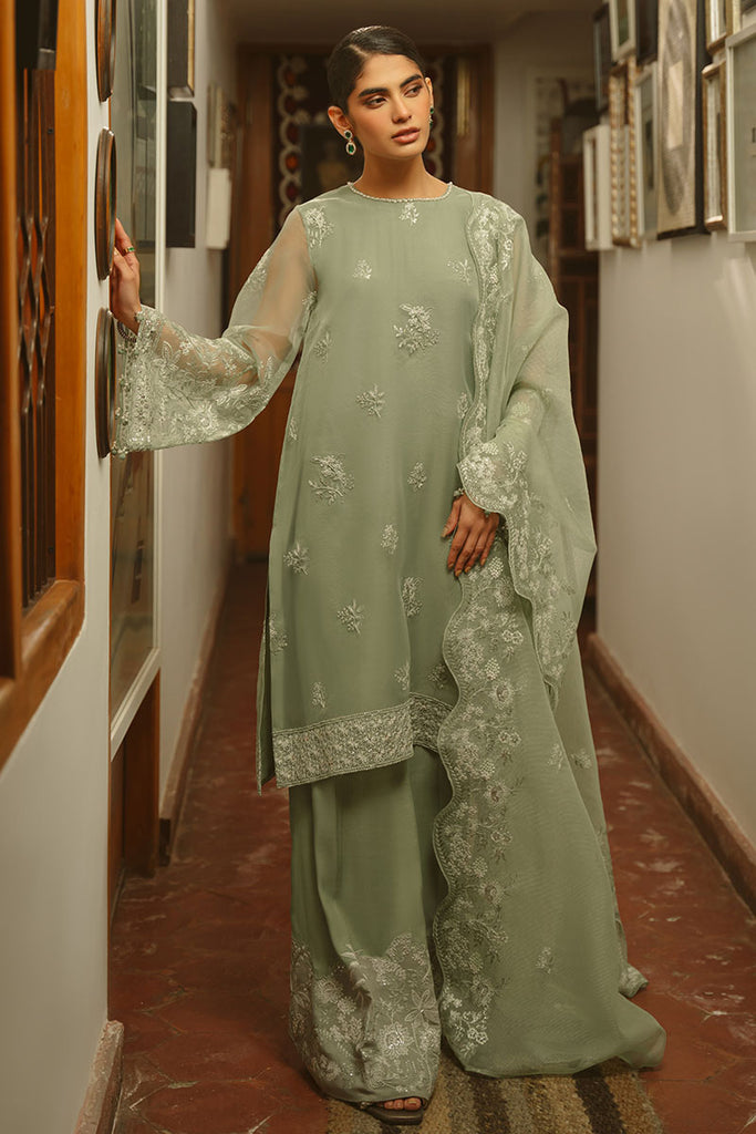 Cross Stitch | Luxe Atelier 25 | GREEN LILY -  Cross Stitch Ladies Clothes - Original Designer Dress - House of Maryam