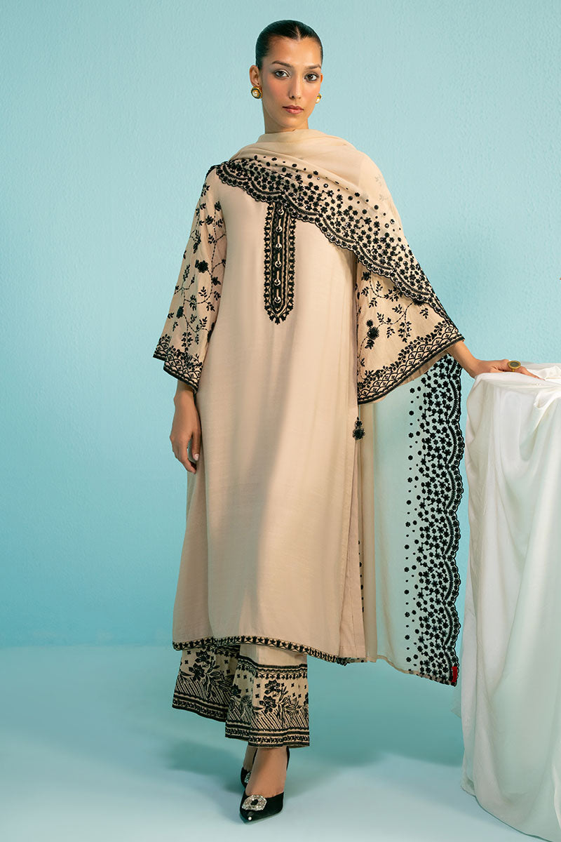 Cross Stitch | Luxury Pret | Majestic Ivory-3PC (Shirt, Trouser & Dupatta)