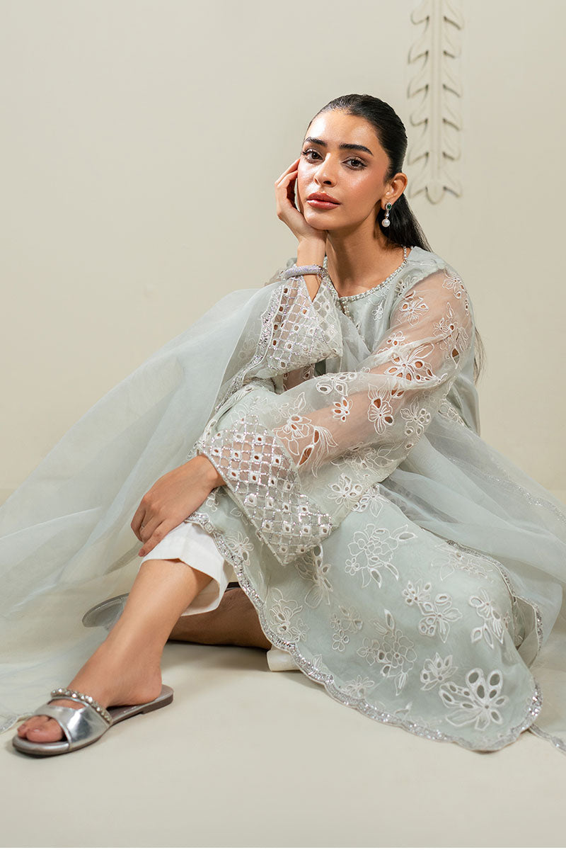 Cross Stitch | Luxury Pret | Dazzling Aqua -2PC (Shirt & Dupatta)-4
