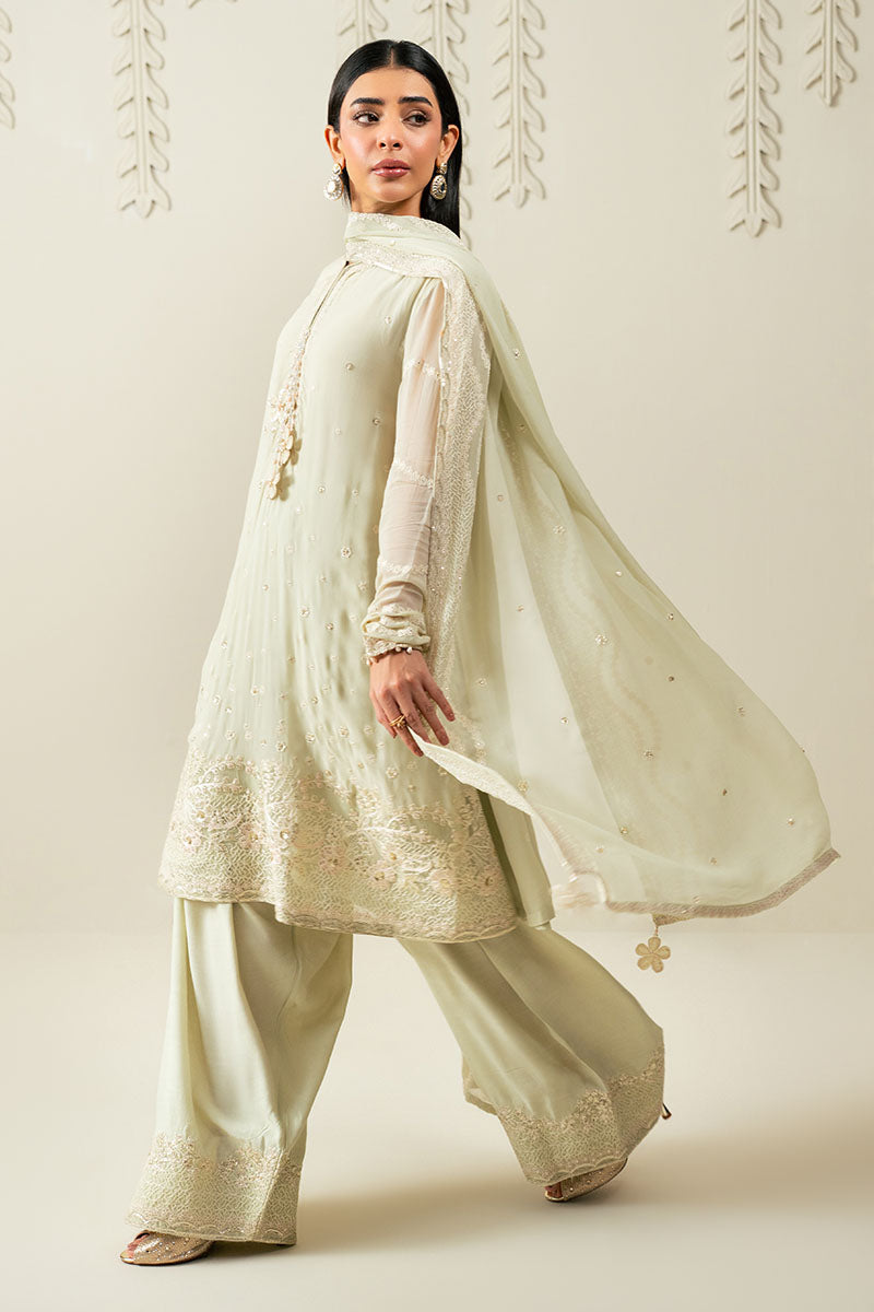 Cross Stitch | Luxury Pret | Minty Pale -3PC (Shirt, Trouser & Dupatta)-6