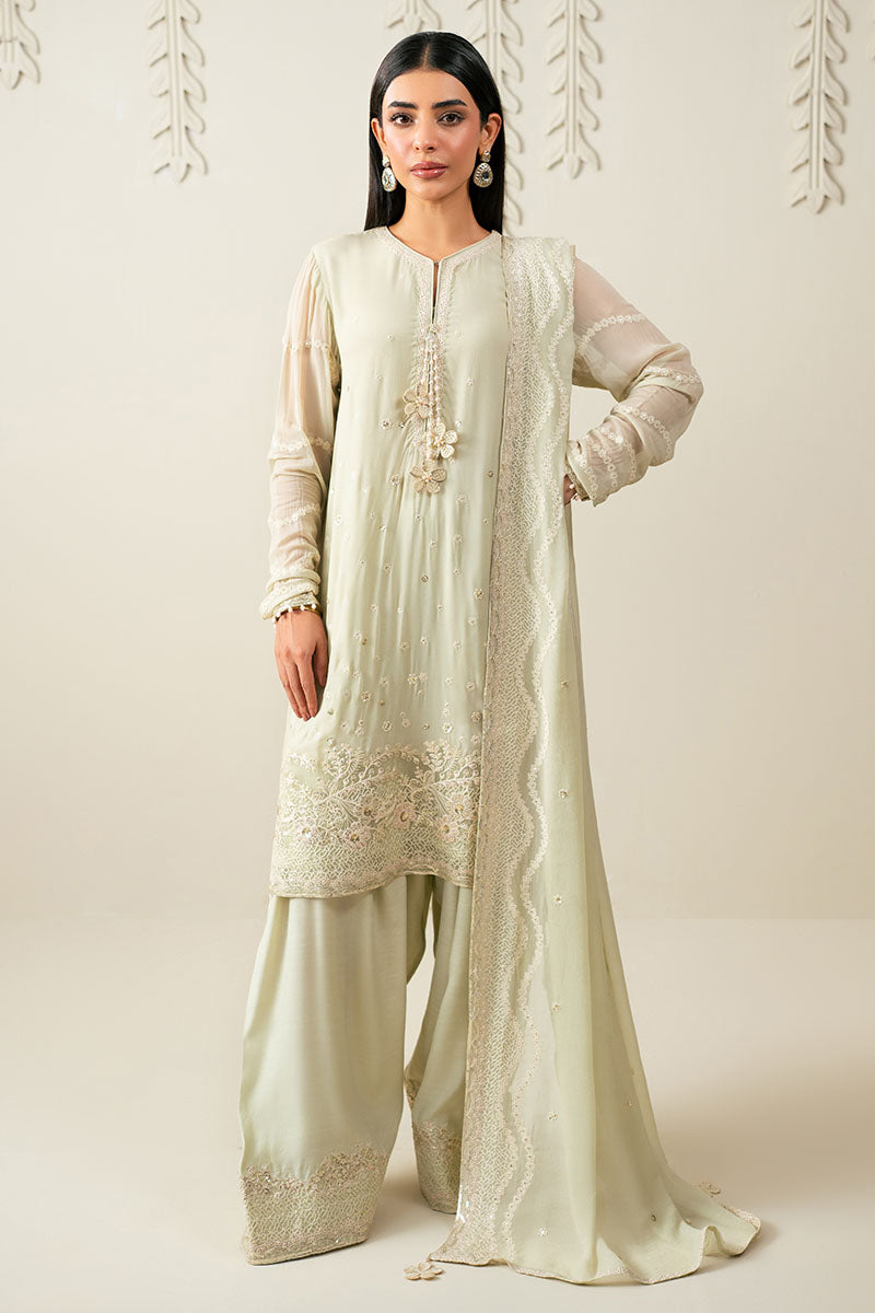 Cross Stitch | Luxury Pret | Minty Pale -3PC (Shirt, Trouser & Dupatta)