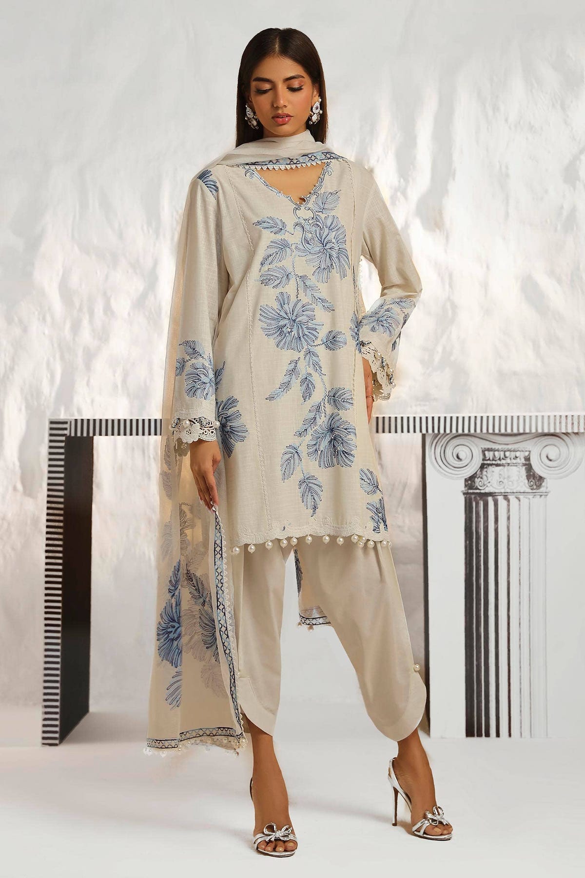 Sana Safinaz | Muzlin Summer 24 | 011A-CT -  Sana Safinaz Luxury - Original Designer Dress - House of Maryam