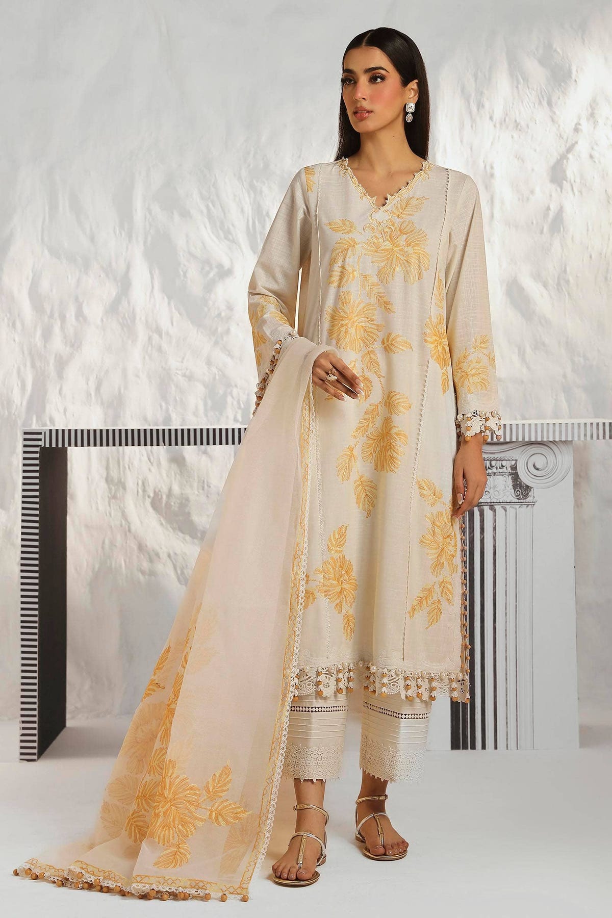 Sana Safinaz | Muzlin Summer 24 | 011B-CT -  Sana Safinaz Luxury - Original Designer Dress - House of Maryam