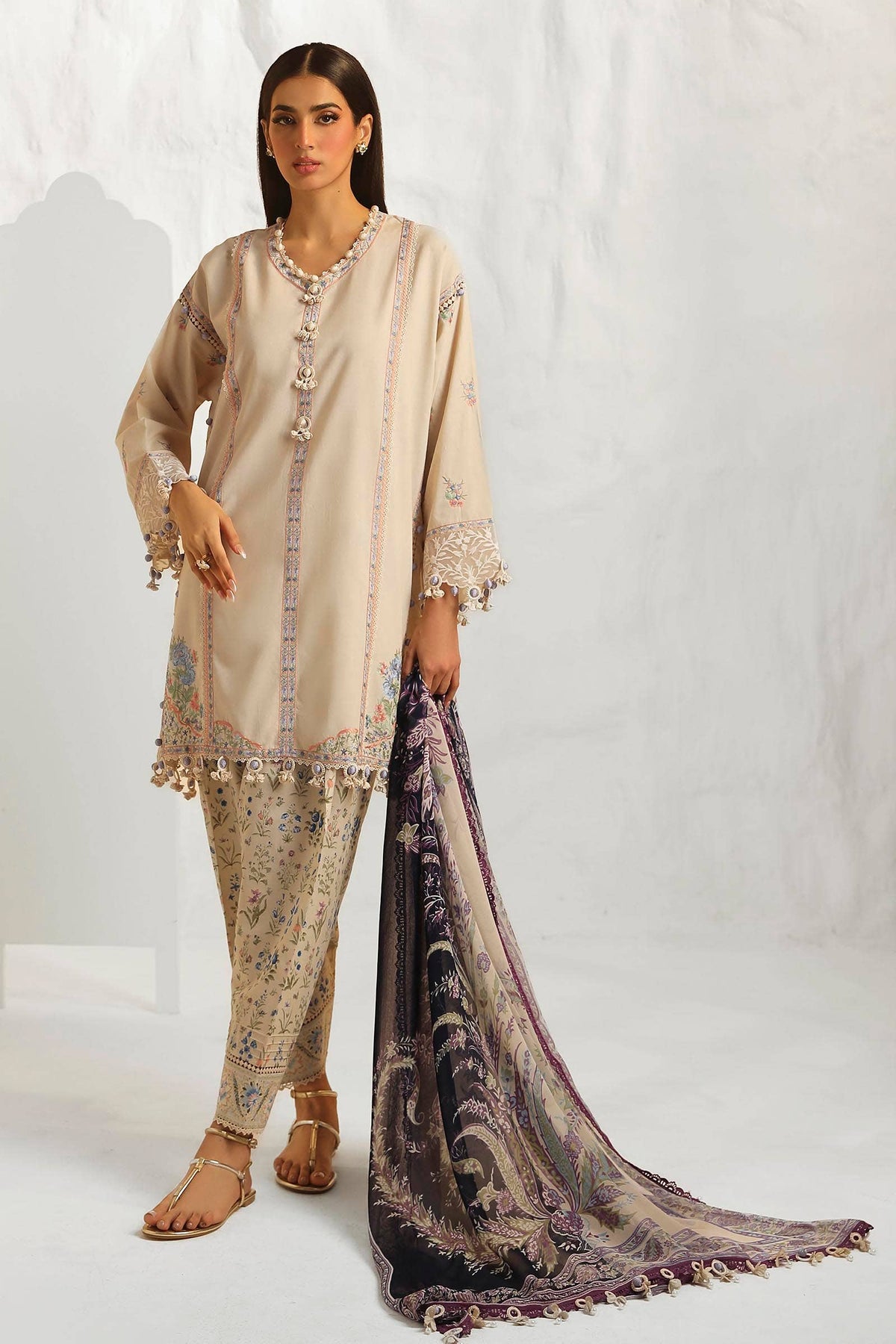 Sana Safinaz | Muzlin Summer 24 | 014A-CJ -  Sana Safinaz Luxury - Original Designer Dress - House of Maryam