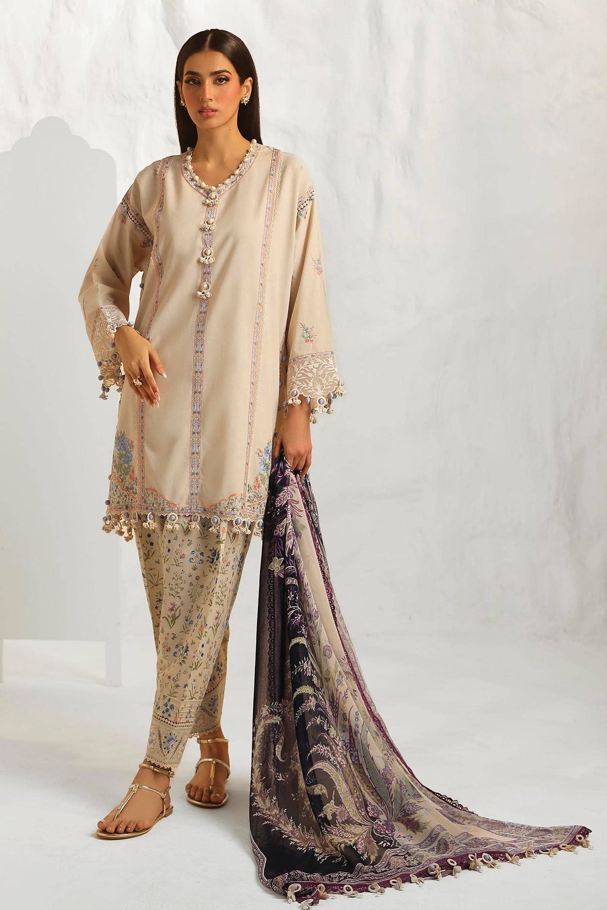 Sana Safinaz | Muzlin Summer 24 | 014A-CJ -  Sana Safinaz Luxury - Original Designer Dress - House of Maryam