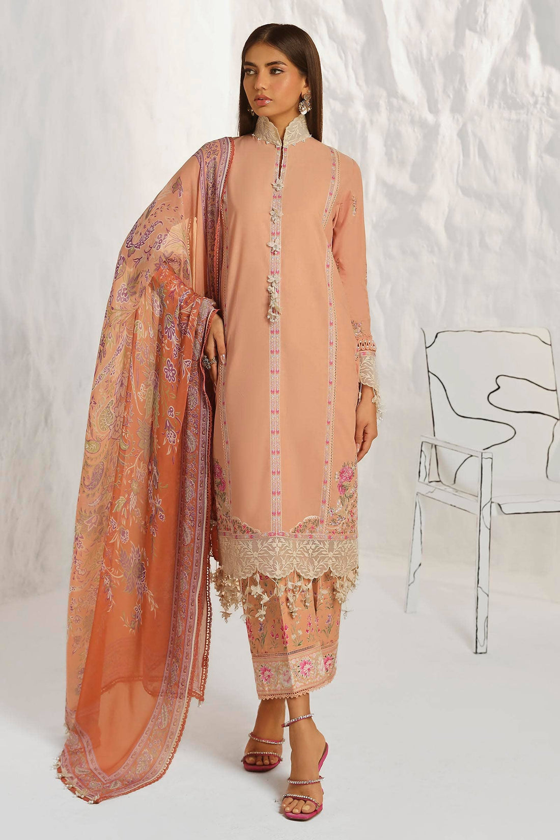 Sana Safinaz | Muzlin Summer 24 | 014B-CJ by Designer Sana Safinaz - House of Maryam - Pakistani Designer Ethnic Wear in {{ shop.shopifyCountryName }}