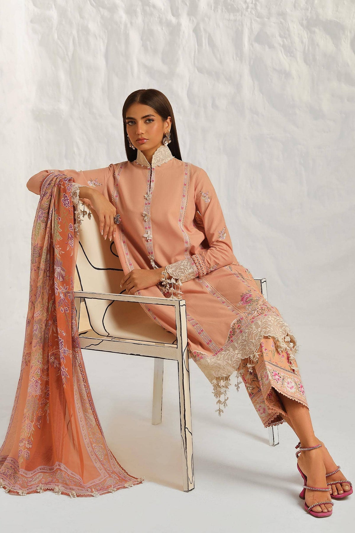Sana Safinaz | Muzlin Summer 24 | 014B-CJ -  Sana Safinaz Luxury - Original Designer Dress - House of Maryam