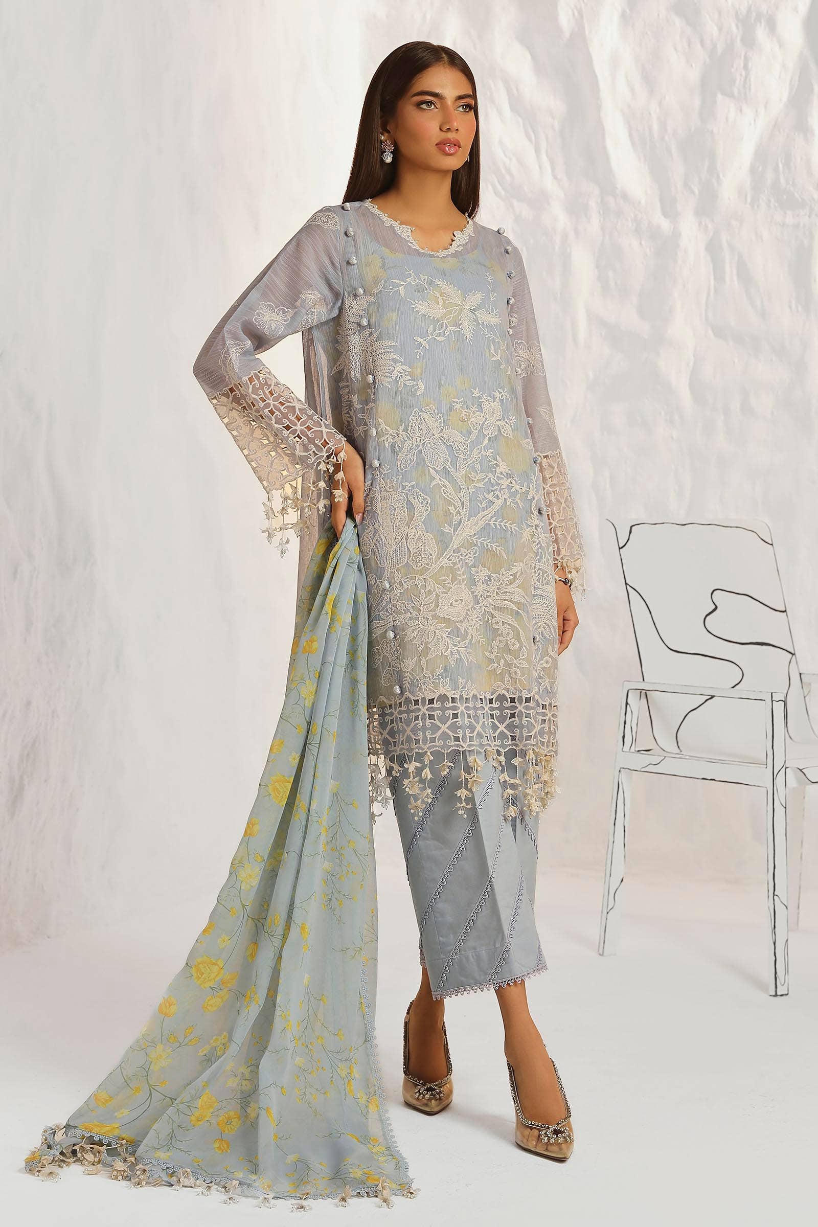 Sana Safinaz | Muzlin Summer 24 | 016A-CJ by Designer Sana Safinaz - House of Maryam - Pakistani Designer Ethnic Wear in {{ shop.shopifyCountryName }}