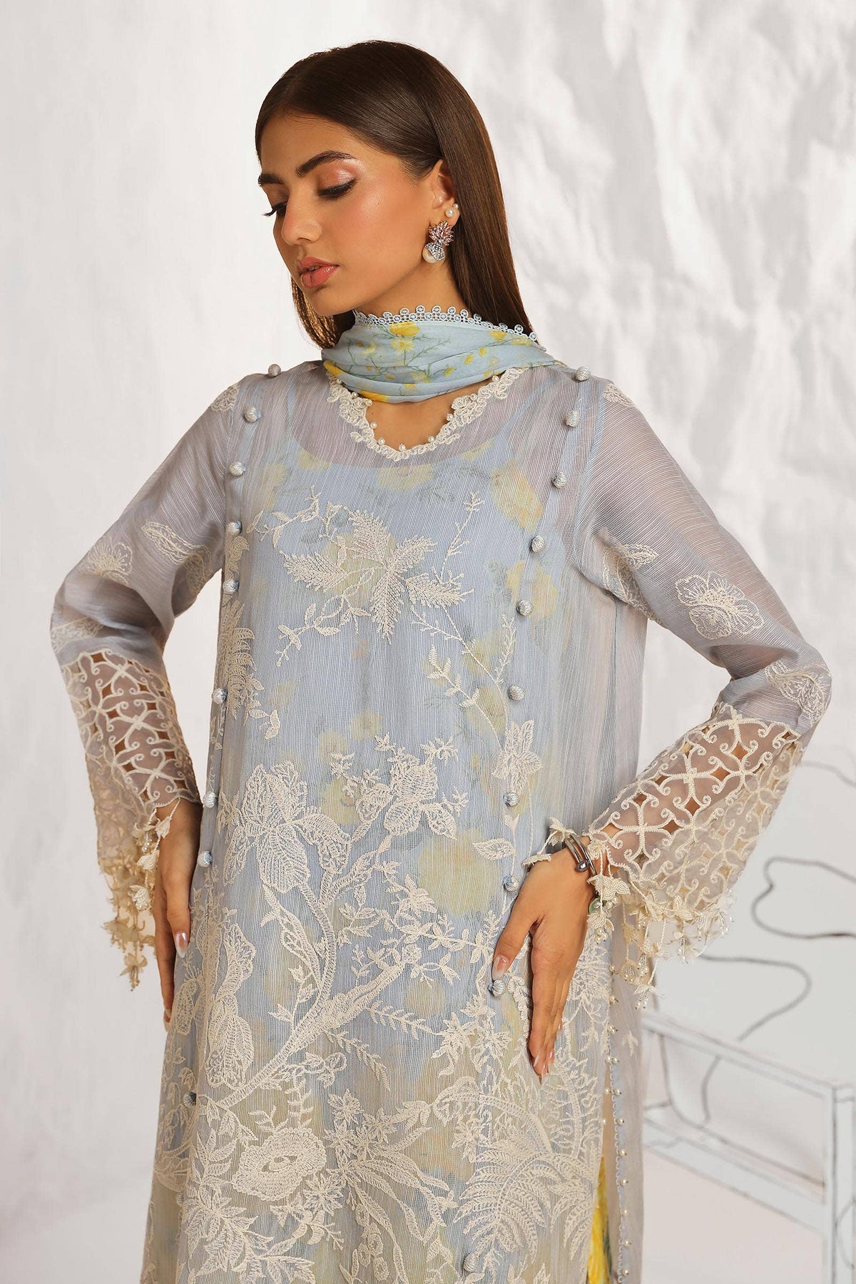Sana Safinaz | Muzlin Summer 24 | 016A-CJ -  Sana Safinaz Luxury - Original Designer Dress - House of Maryam