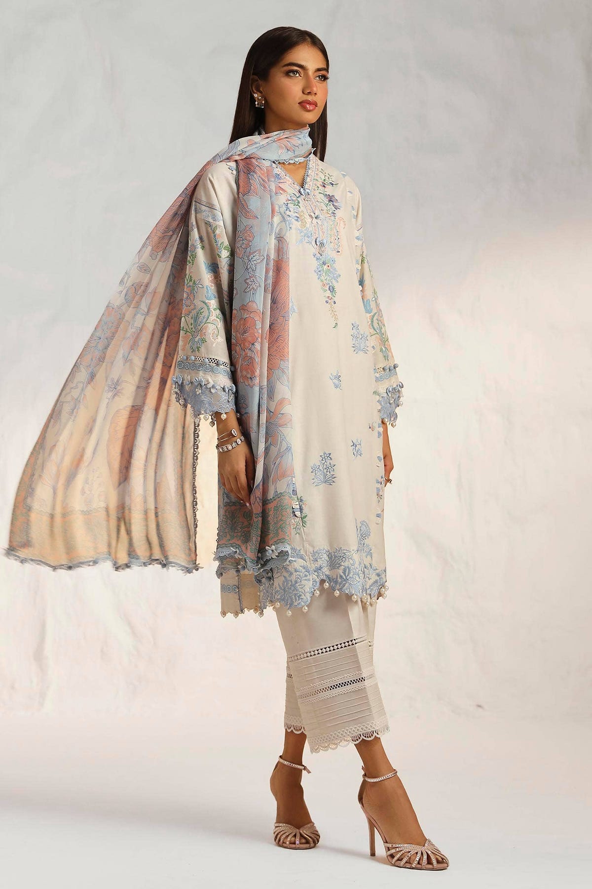 Sana Safinaz | Muzlin Summer 24 | 019A-CJ -  Sana Safinaz Luxury - Original Designer Dress - House of Maryam