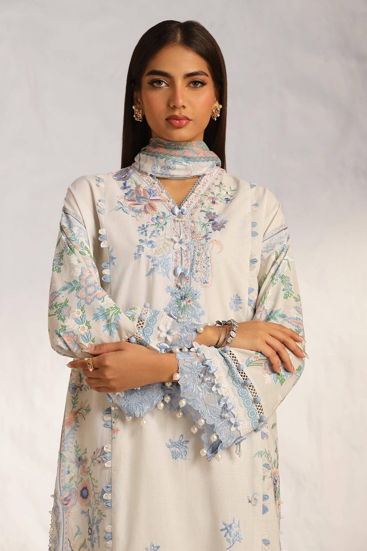 Sana Safinaz | Muzlin Summer 24 | 019A-CJ -  Sana Safinaz Luxury - Original Designer Dress - House of Maryam