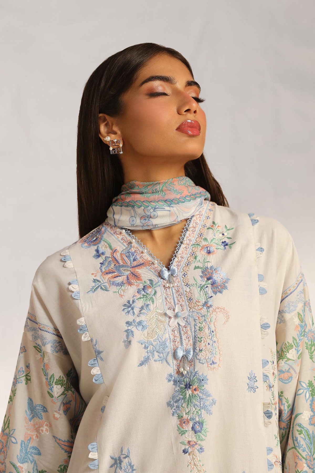 Sana Safinaz | Muzlin Summer 24 | 019A-CJ -  Sana Safinaz Luxury - Original Designer Dress - House of Maryam