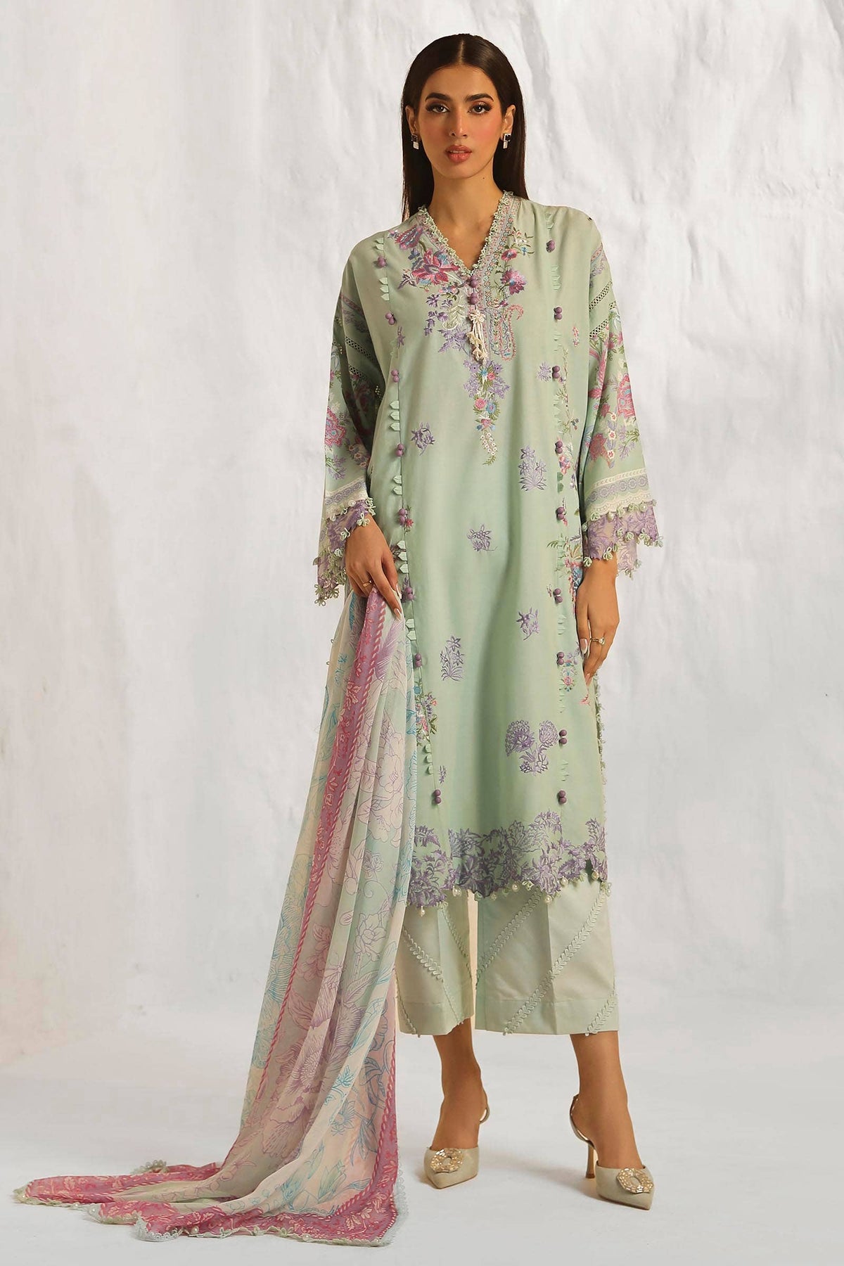 Sana Safinaz | Muzlin Summer 24 | 019B-CJ -  Sana Safinaz Luxury - Original Designer Dress - House of Maryam