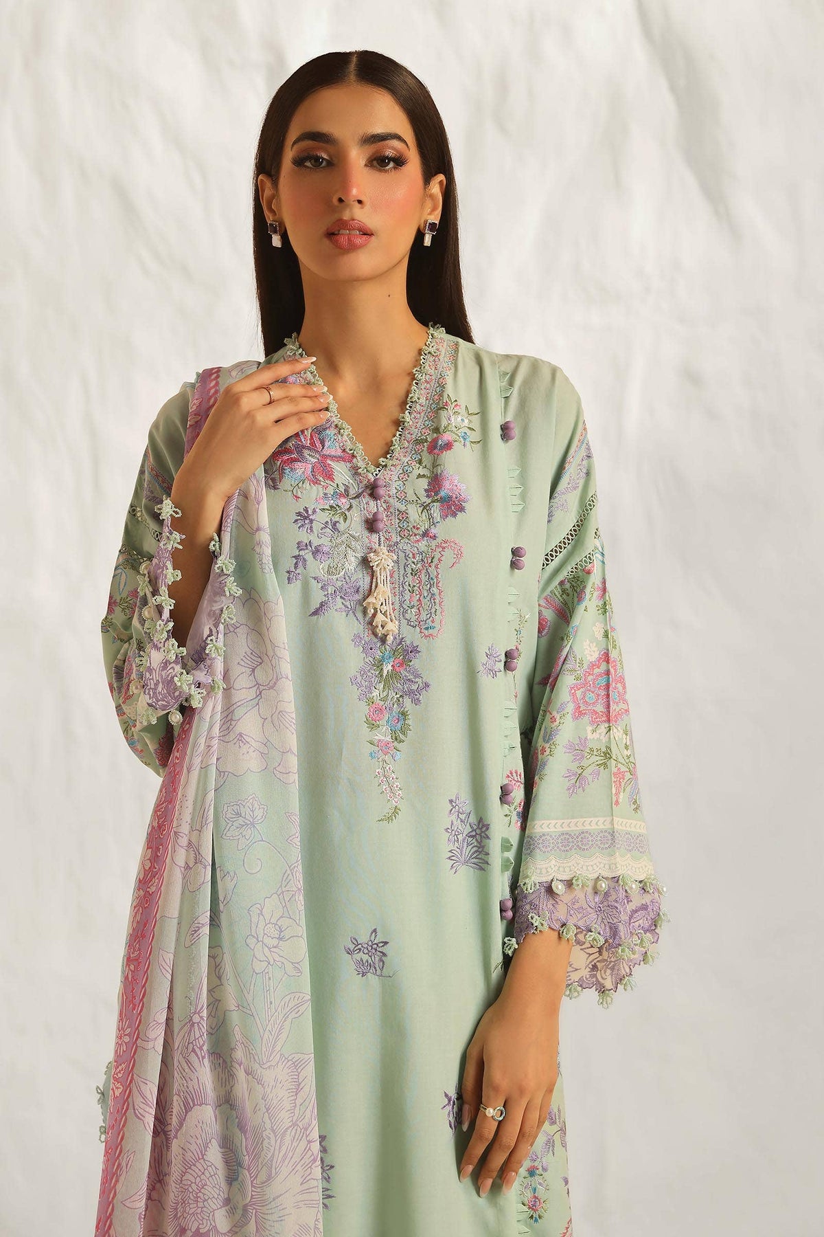 Sana Safinaz | Muzlin Summer 24 | 019B-CJ -  Sana Safinaz Luxury - Original Designer Dress - House of Maryam
