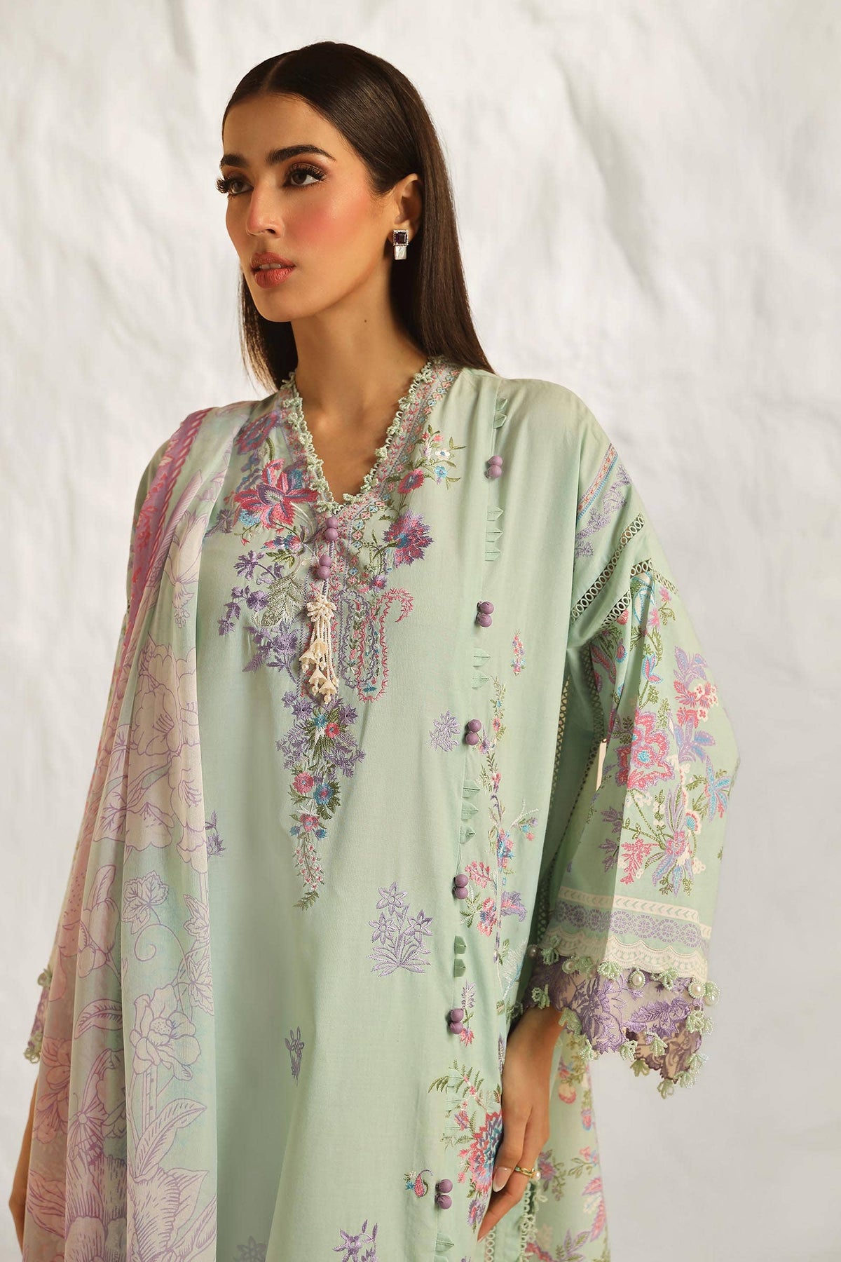 Sana Safinaz | Muzlin Summer 24 | 019B-CJ -  Sana Safinaz Luxury - Original Designer Dress - House of Maryam