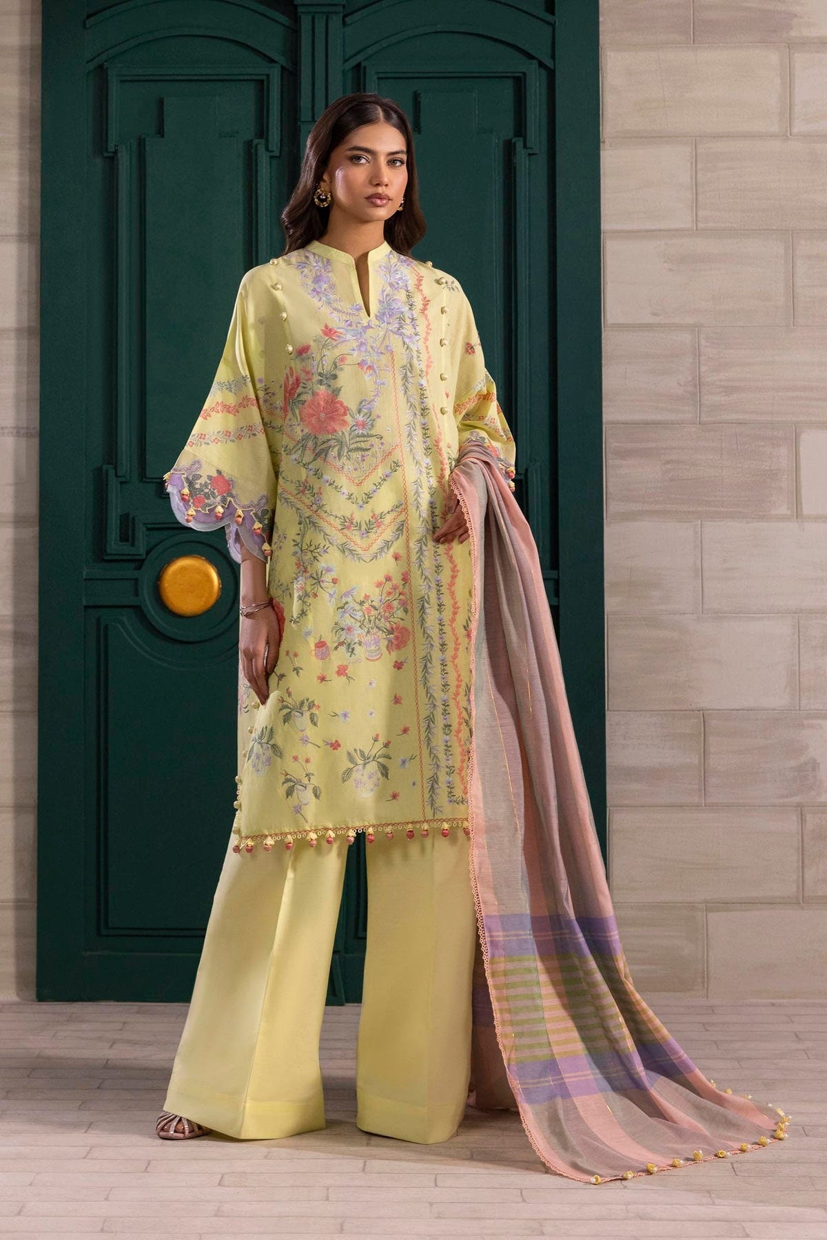 Sana Safinaz | Muzlin Spring 25 | M251-001B-3DG -  Sana Safinaz Ladies Clothes - Original Designer Dress - House of Maryam