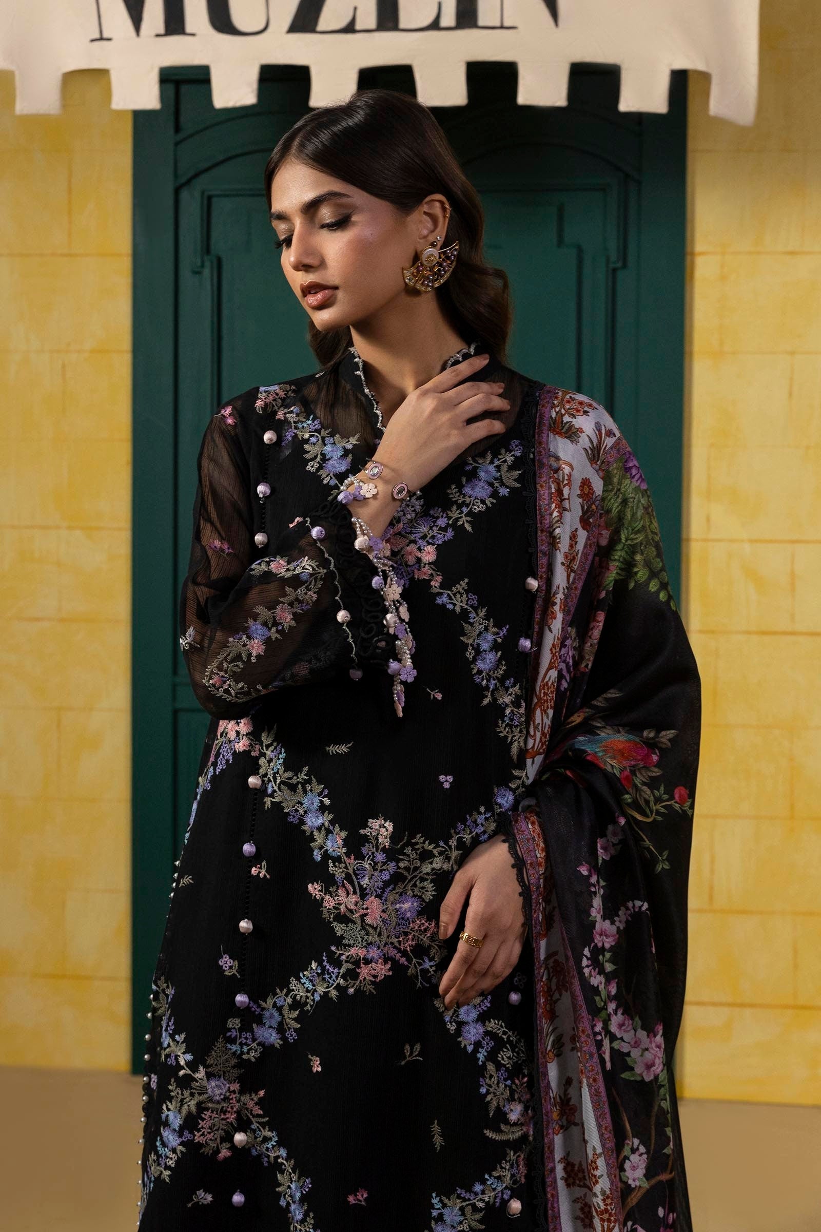 Sana Safinaz | Muzlin Spring 25 | M251-002B-3CV -  Sana Safinaz Ladies Clothes - Original Designer Dress - House of Maryam