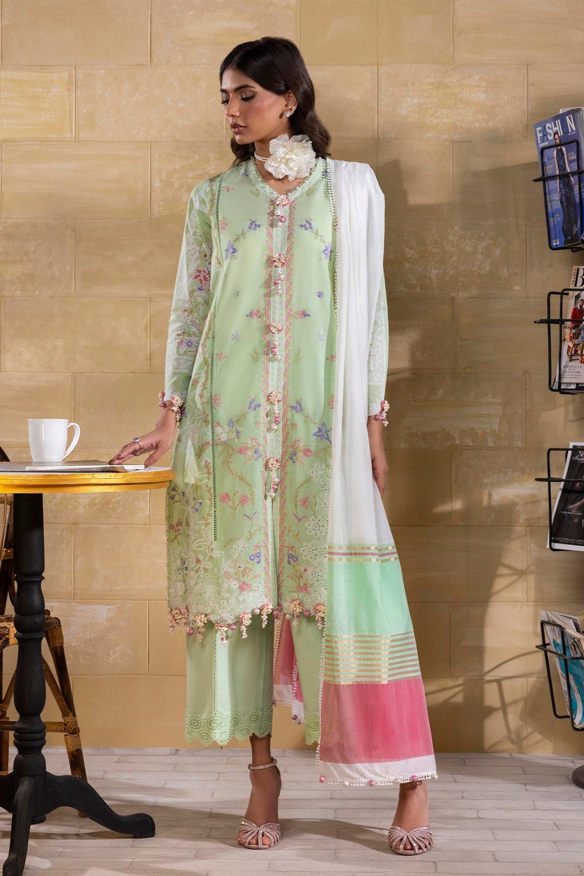 Sana Safinaz | Muzlin Spring 25 | M251-008A-3DG -  Sana Safinaz Ladies Clothes - Original Designer Dress - House of Maryam