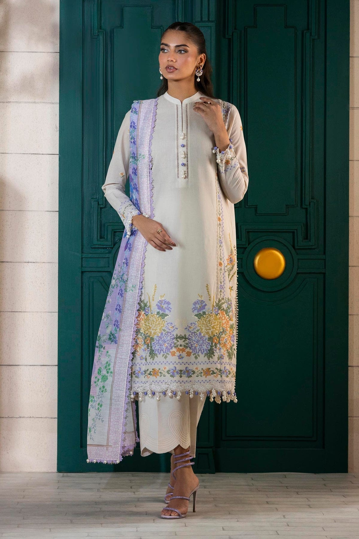Sana Safinaz | Muzlin Spring 25 | M251-012A-3CV -  Sana Safinaz Ladies Clothes - Original Designer Dress - House of Maryam
