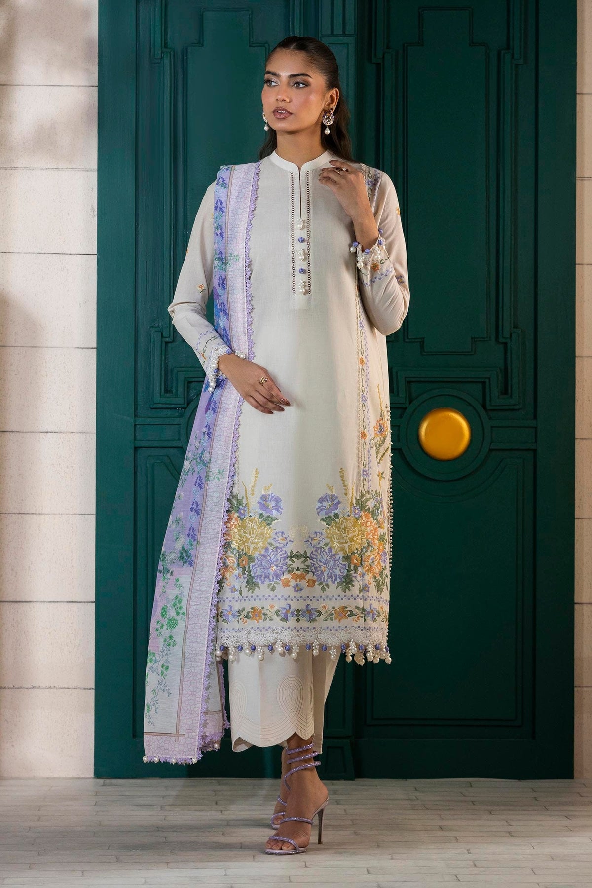 Sana Safinaz | Muzlin Spring 25 | M251-012A-3CV -  Sana Safinaz Ladies Clothes - Original Designer Dress - House of Maryam