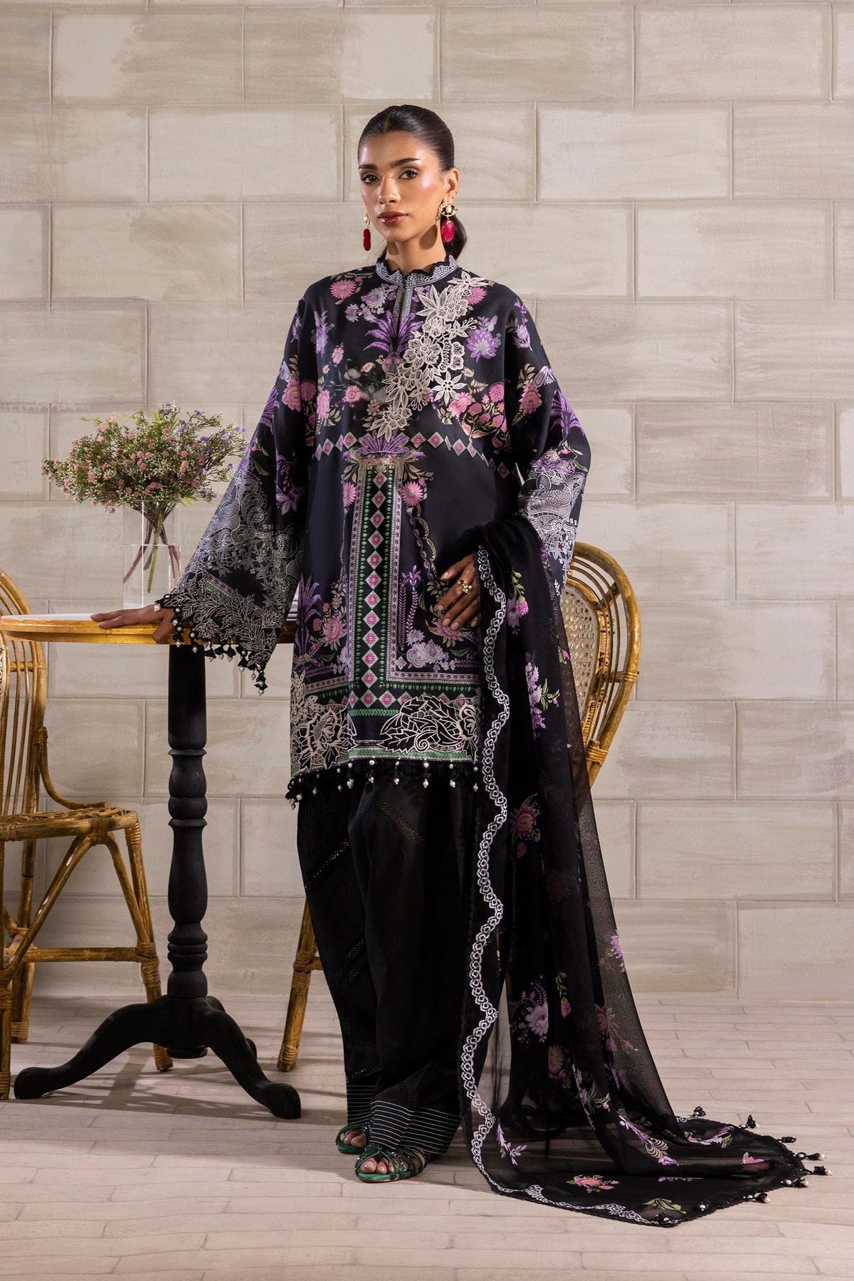 Sana Safinaz | Muzlin Spring 25 | M251-019B-3CS -  Sana Safinaz Ladies Clothes - Original Designer Dress - House of Maryam