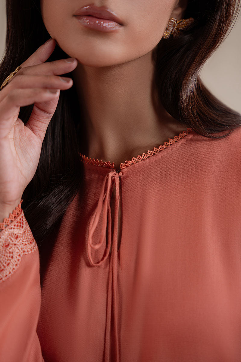 Cross Stitch | Basic Pret | Caramel Glow Dyed Lawn Shirt-2