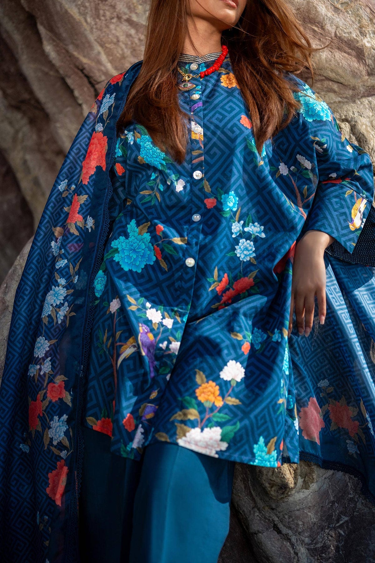 Sana Safinaz | Mahay Spring 24 | H241-013B-2BK -  Sana Safinaz Luxury - Original Designer Dress - House of Maryam