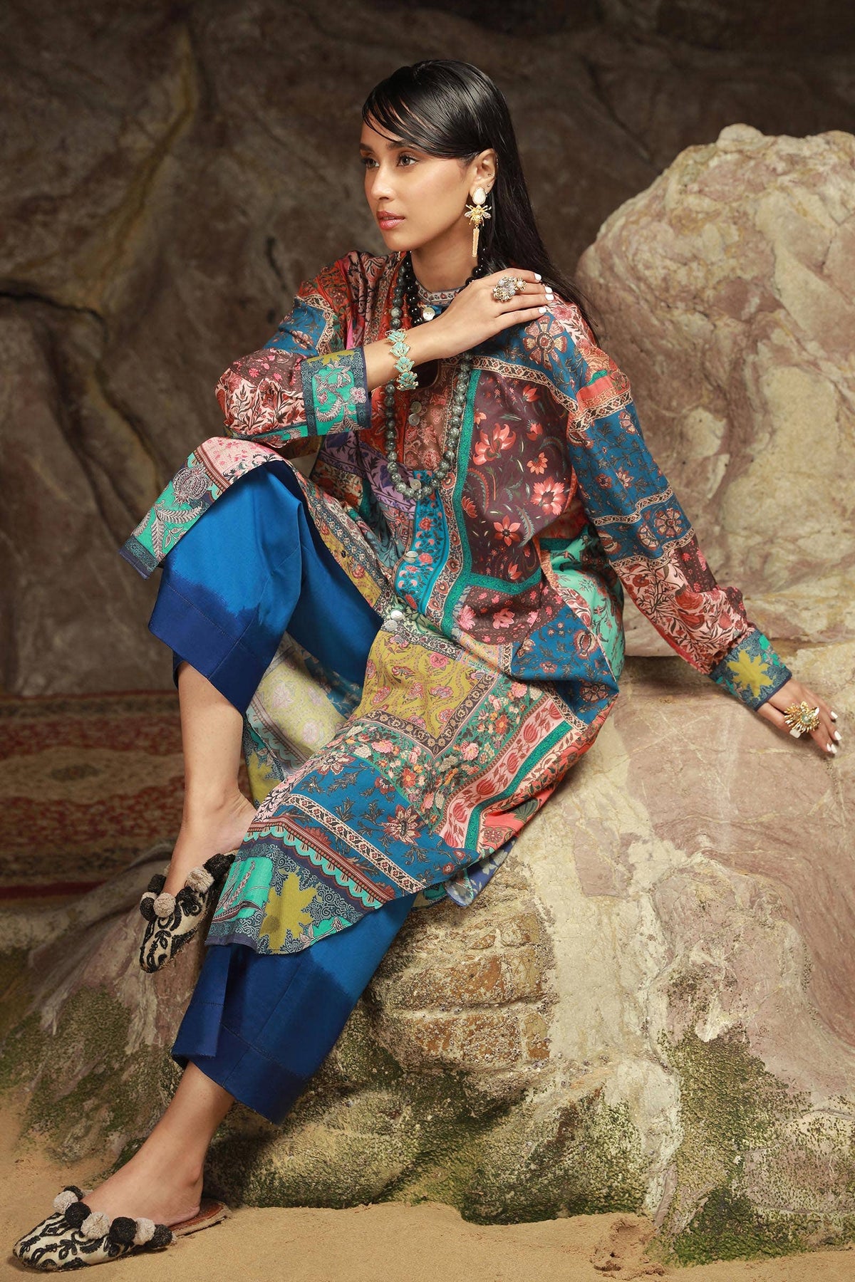 Sana Safinaz | Mahay Spring 24 | H241-014B-2C -  Sana Safinaz Luxury - Original Designer Dress - House of Maryam