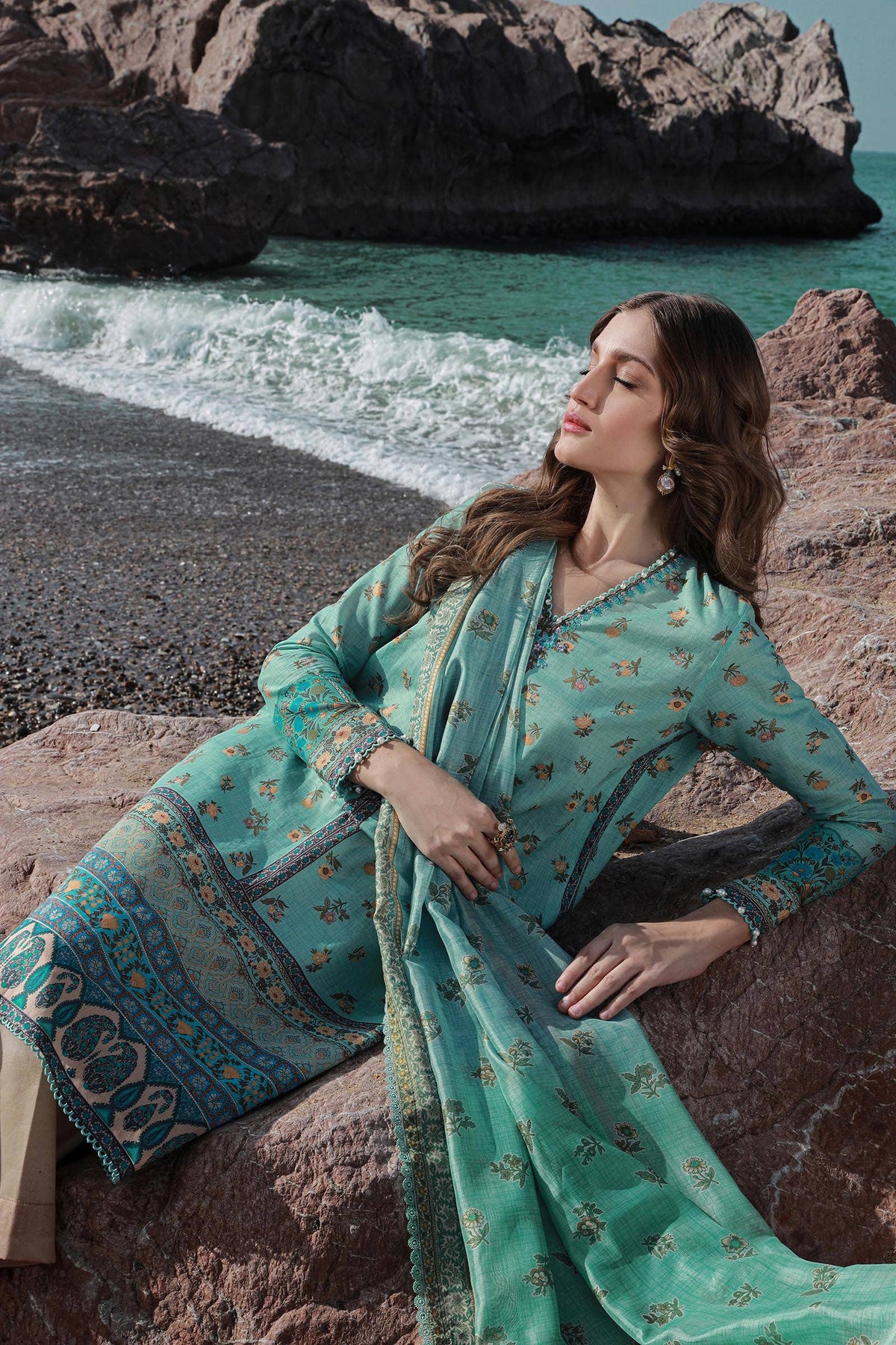 Sana Safinaz | Mahay Spring 24 | H241-017B-2BK -  Sana Safinaz Luxury - Original Designer Dress - House of Maryam