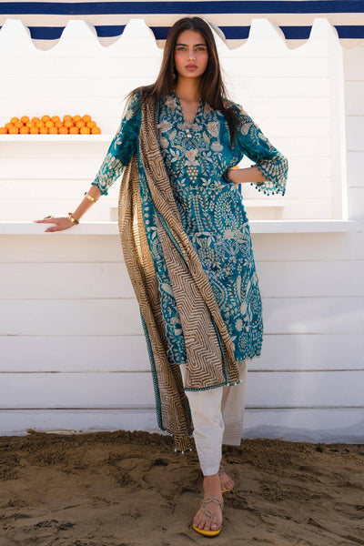 Sana Safinaz | Mahay Spring 24 | H241-018B-2BG -  Sana Safinaz Luxury - Original Designer Dress - House of Maryam