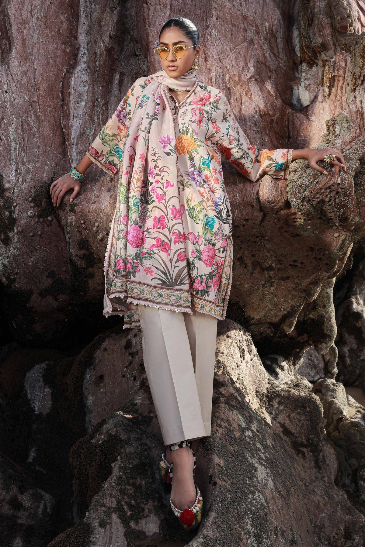 Sana Safinaz | Mahay Spring 24 | H241-019B-3CS -  Sana Safinaz Luxury - Original Designer Dress - House of Maryam